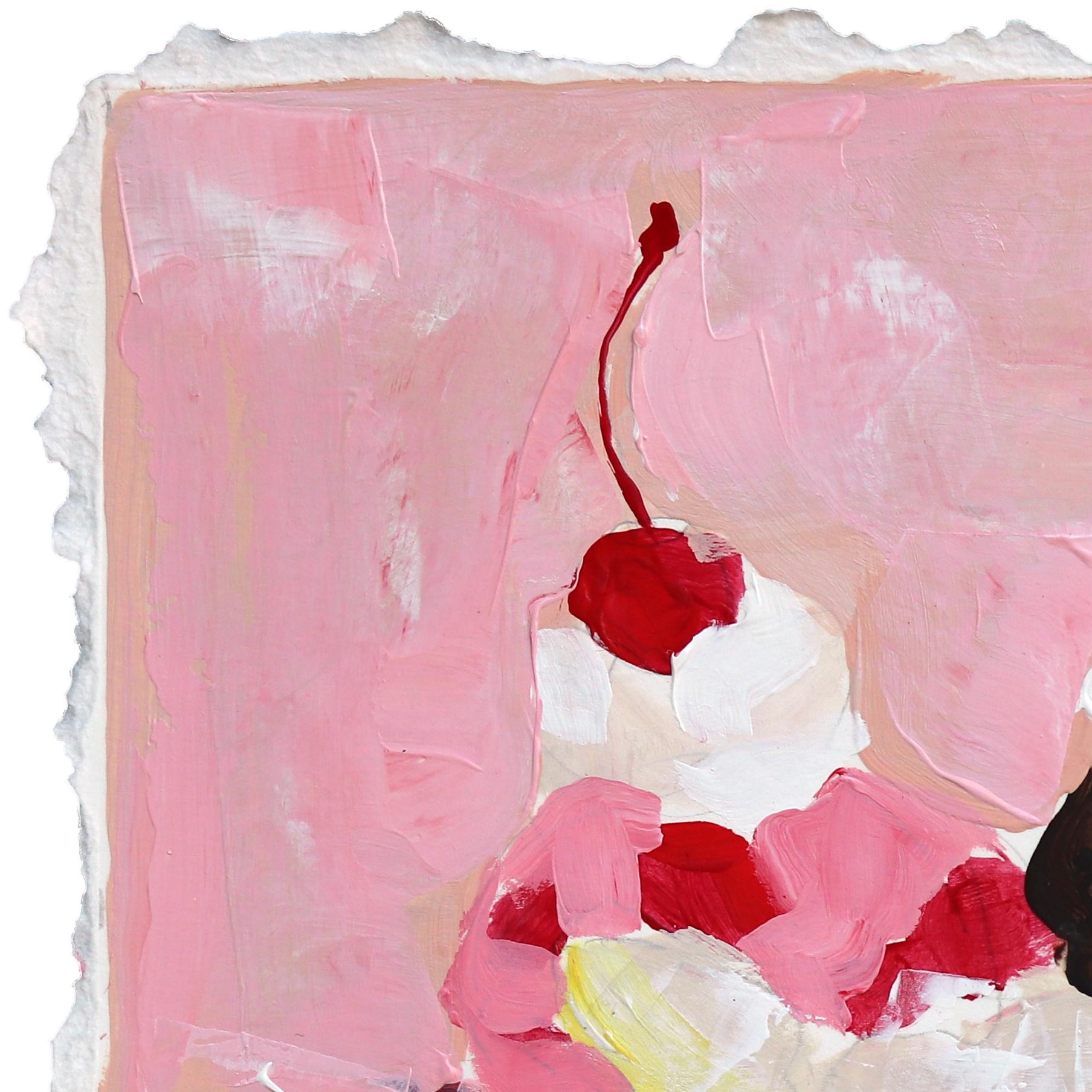 Sunday Funday - Bodegón abstracto de helado en tonos pastel sobre papel - Painting de Kellie Newsome