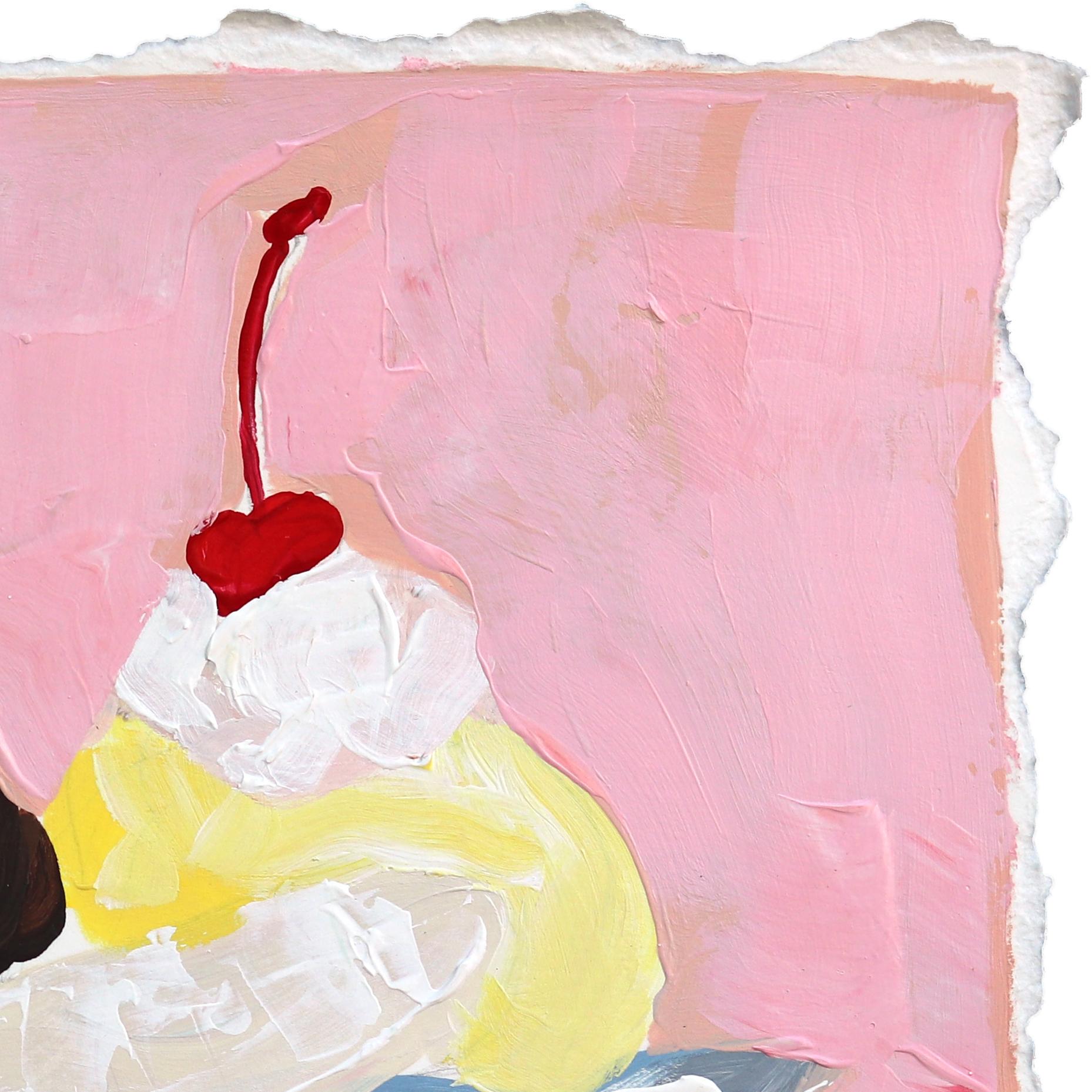 Sunday Funday - Bodegón abstracto de helado en tonos pastel sobre papel - Painting Contemporáneo de Kellie Newsome