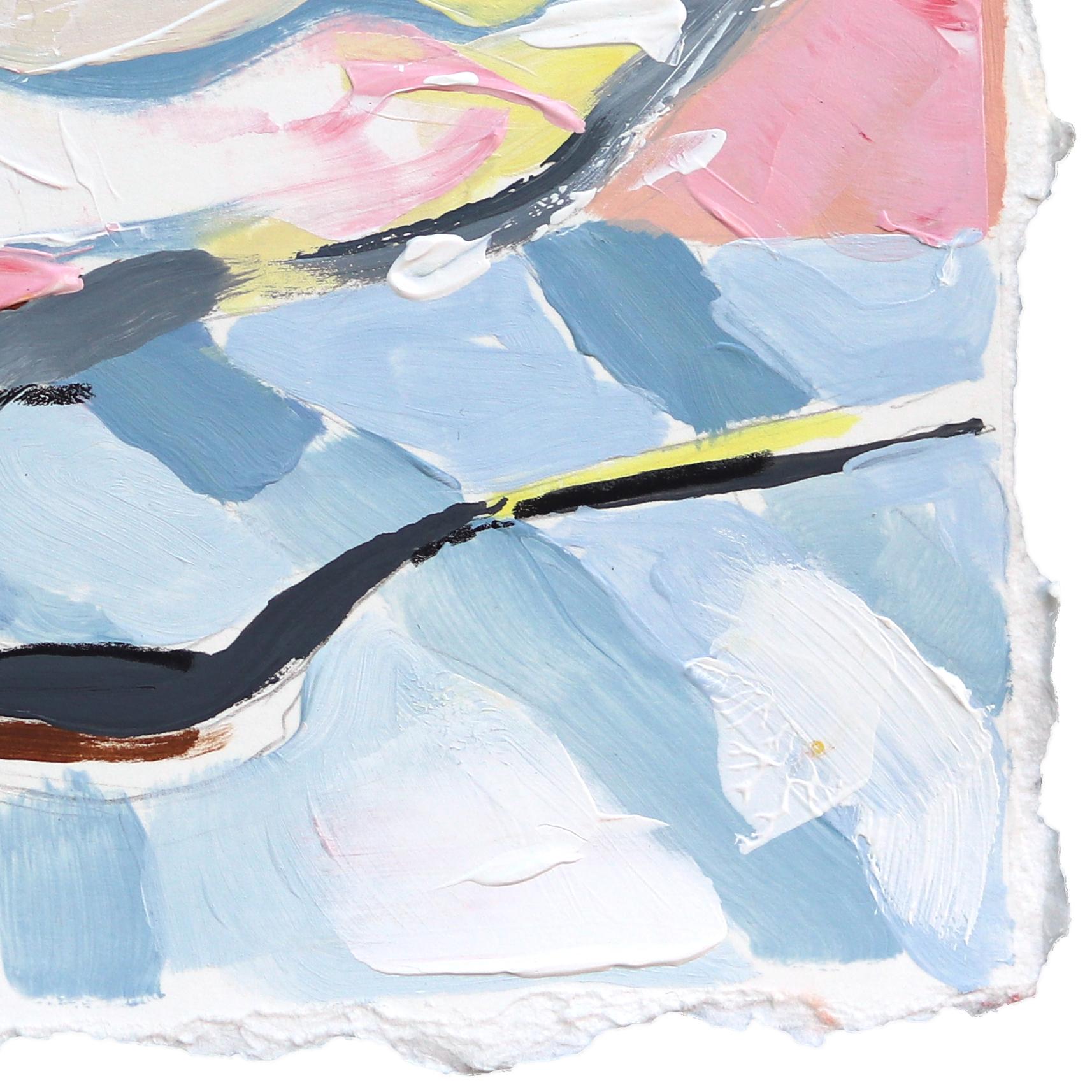 Sunday Funday - Bodegón abstracto de helado en tonos pastel sobre papel - Abstract Painting Gris de Kellie Newsome