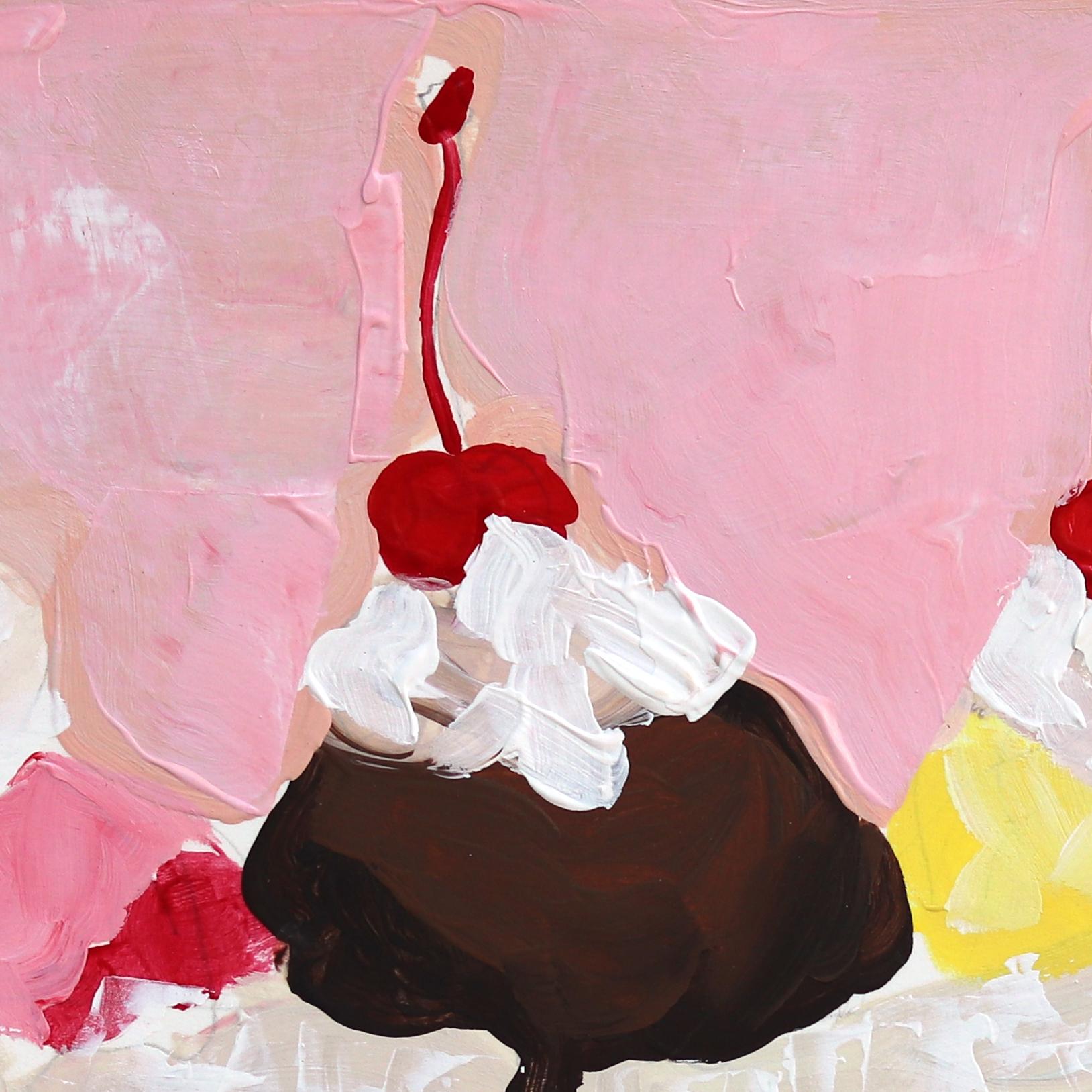 Sunday Funday - Bodegón abstracto de helado en tonos pastel sobre papel en venta 1
