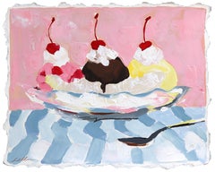 Sunday Funday - Pittura astratta a pastello su carta di una natura morta di gelato