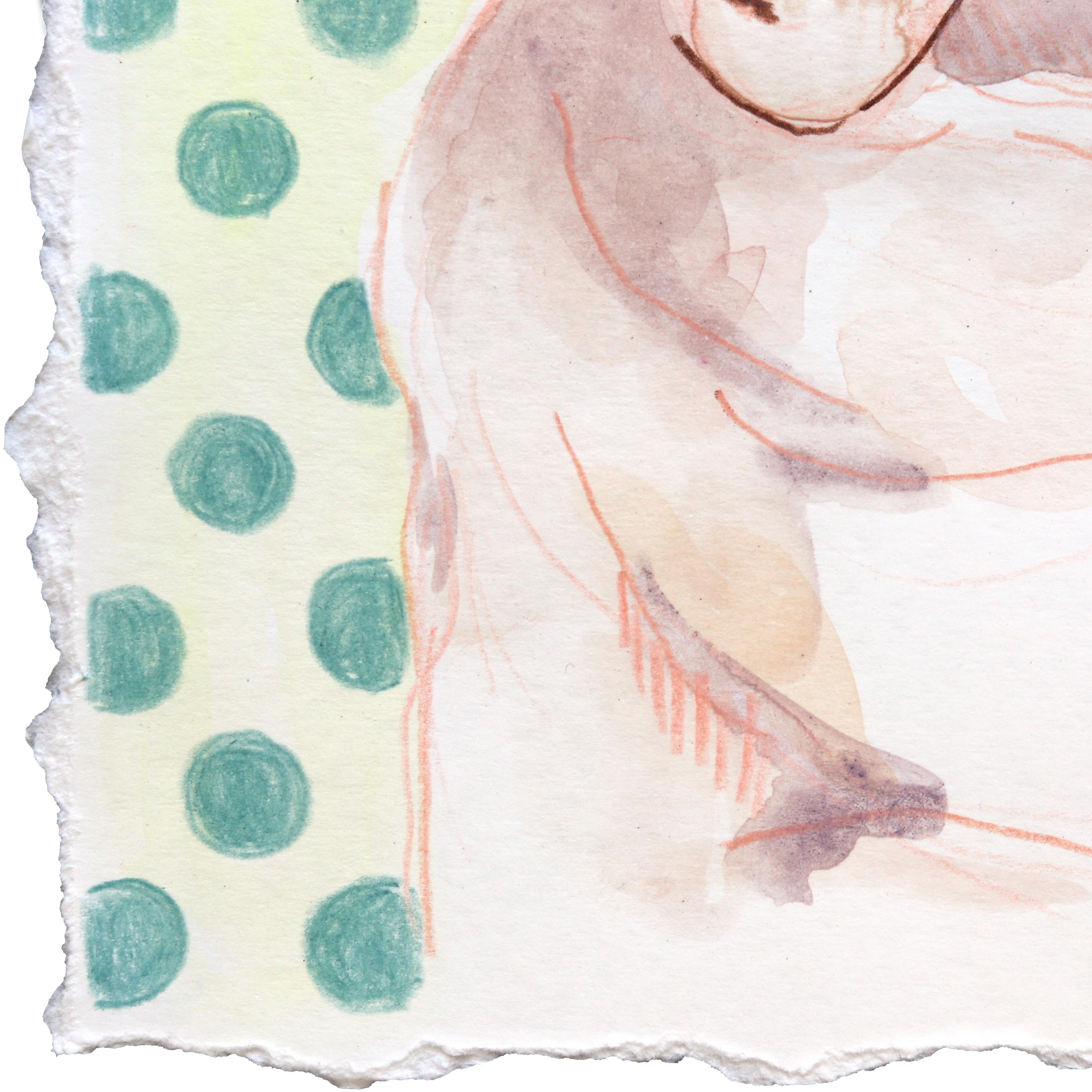Sweet Drooler - Dog Portrait Painting on Paper For Sale 1