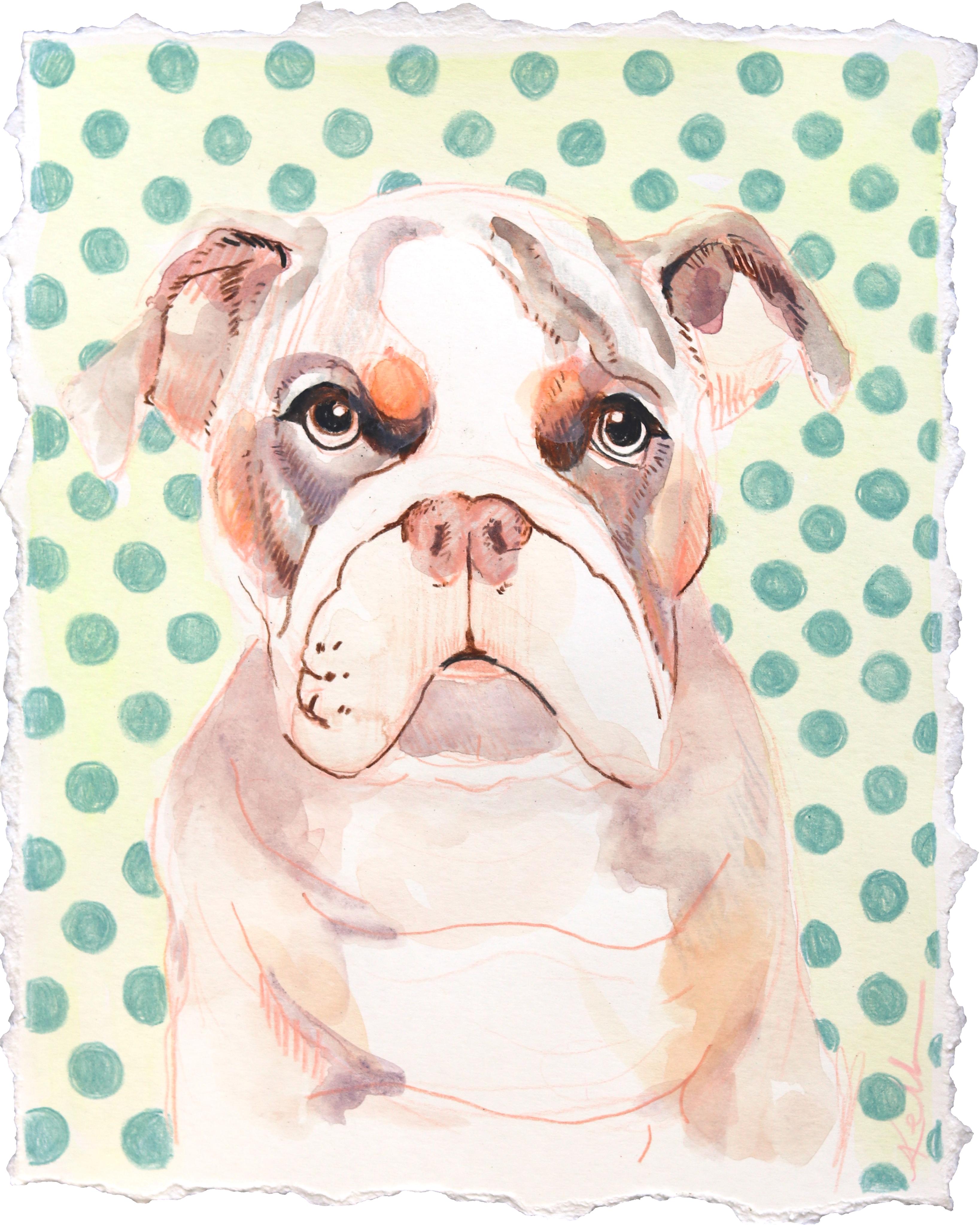 Sweet Drooler - Ritratto di cane dipinto su carta