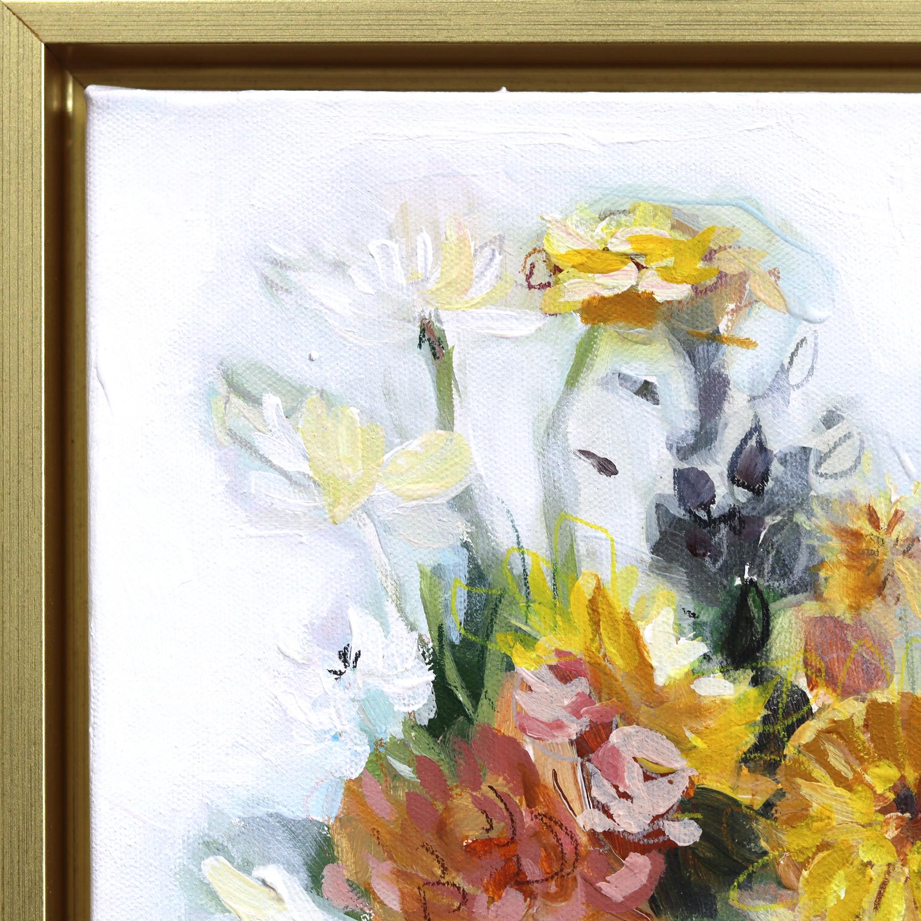 Süße Trauben - Gerahmtes abstraktes botanisches Blumenstillleben Kunstwerk auf Leinwand (Zeitgenössisch), Painting, von Kellie Newsome