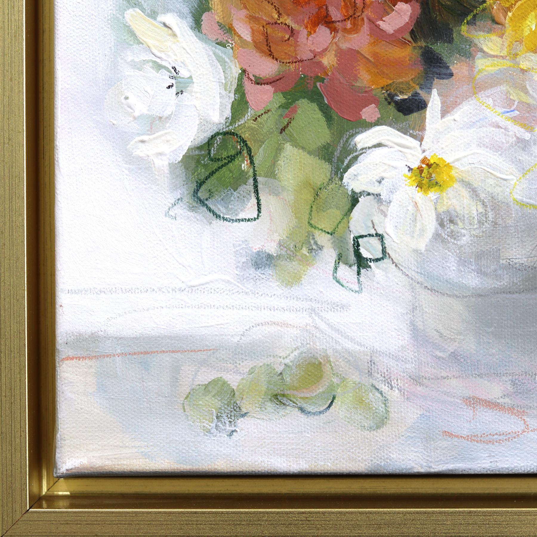 Süße Trauben - Gerahmtes abstraktes botanisches Blumenstillleben Kunstwerk auf Leinwand im Angebot 2