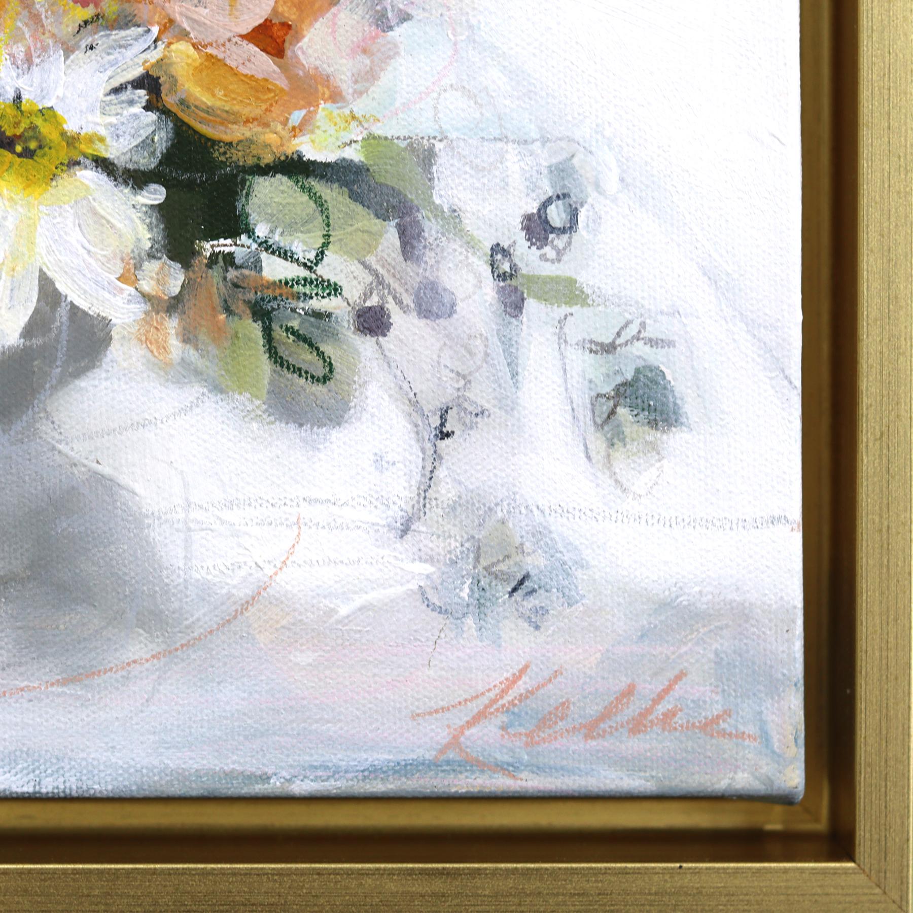 Süße Trauben - Gerahmtes abstraktes botanisches Blumenstillleben Kunstwerk auf Leinwand im Angebot 3