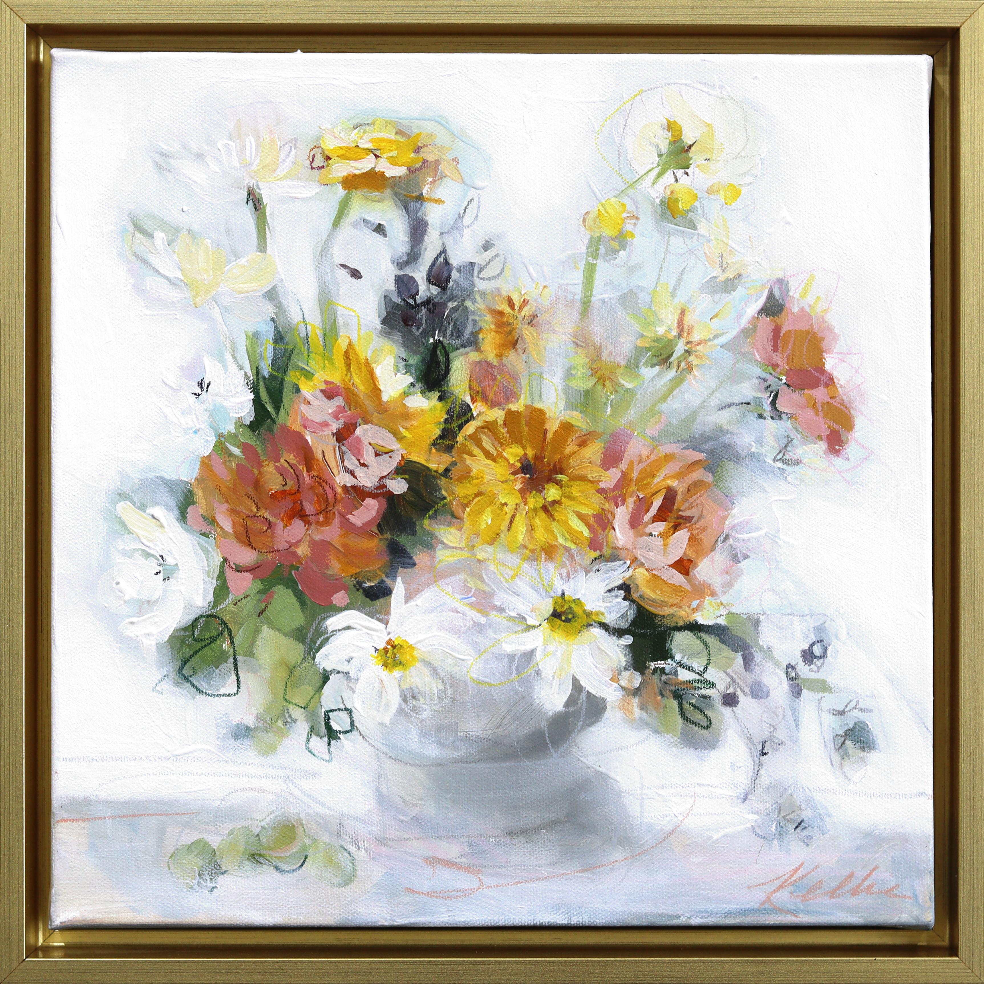 Kellie Newsome Still-Life Painting – Süße Trauben - Gerahmtes abstraktes botanisches Blumenstillleben Kunstwerk auf Leinwand