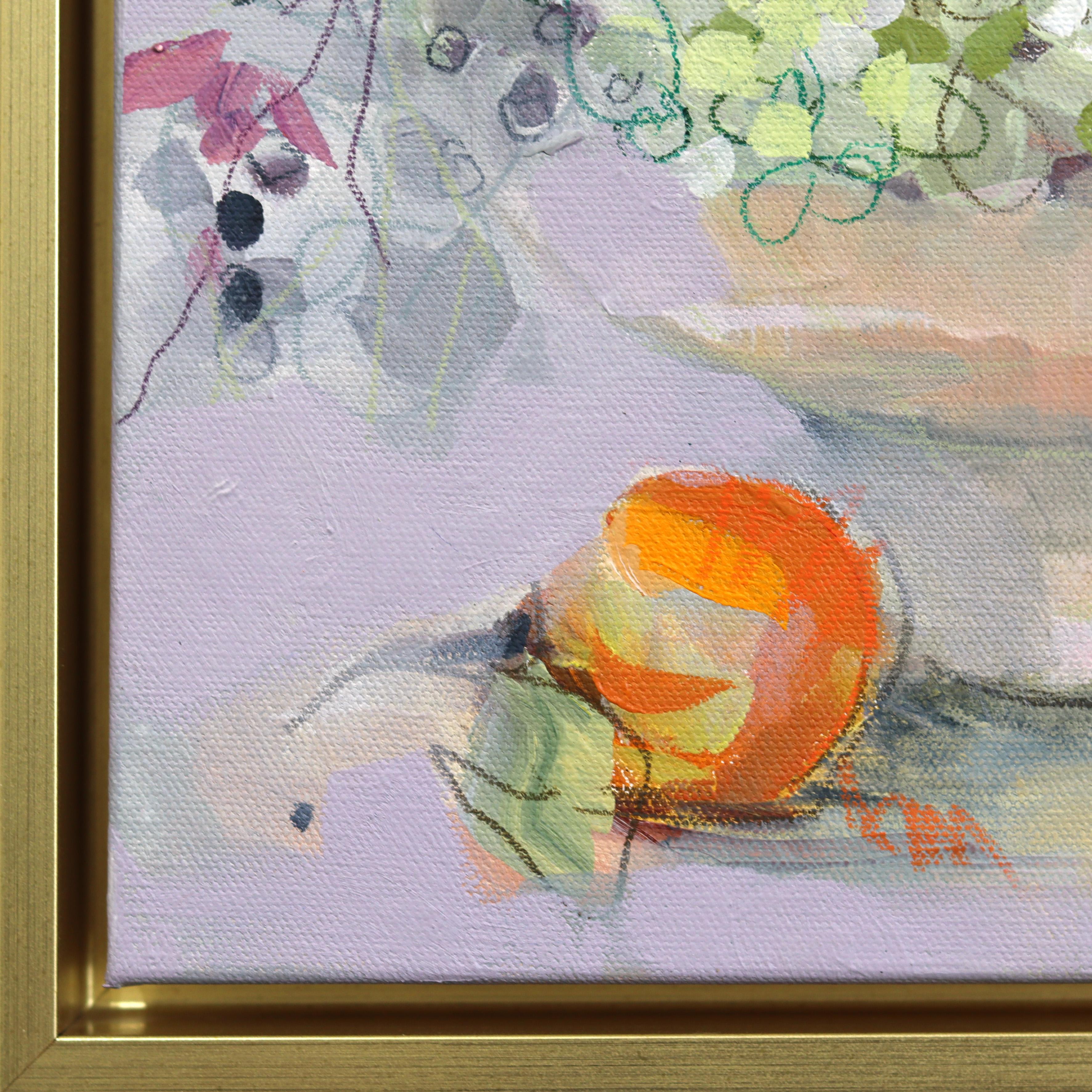 Sweet Oranges - Framed Abstract Expressive Botanical Floral Still Life Painting in vendita 2
