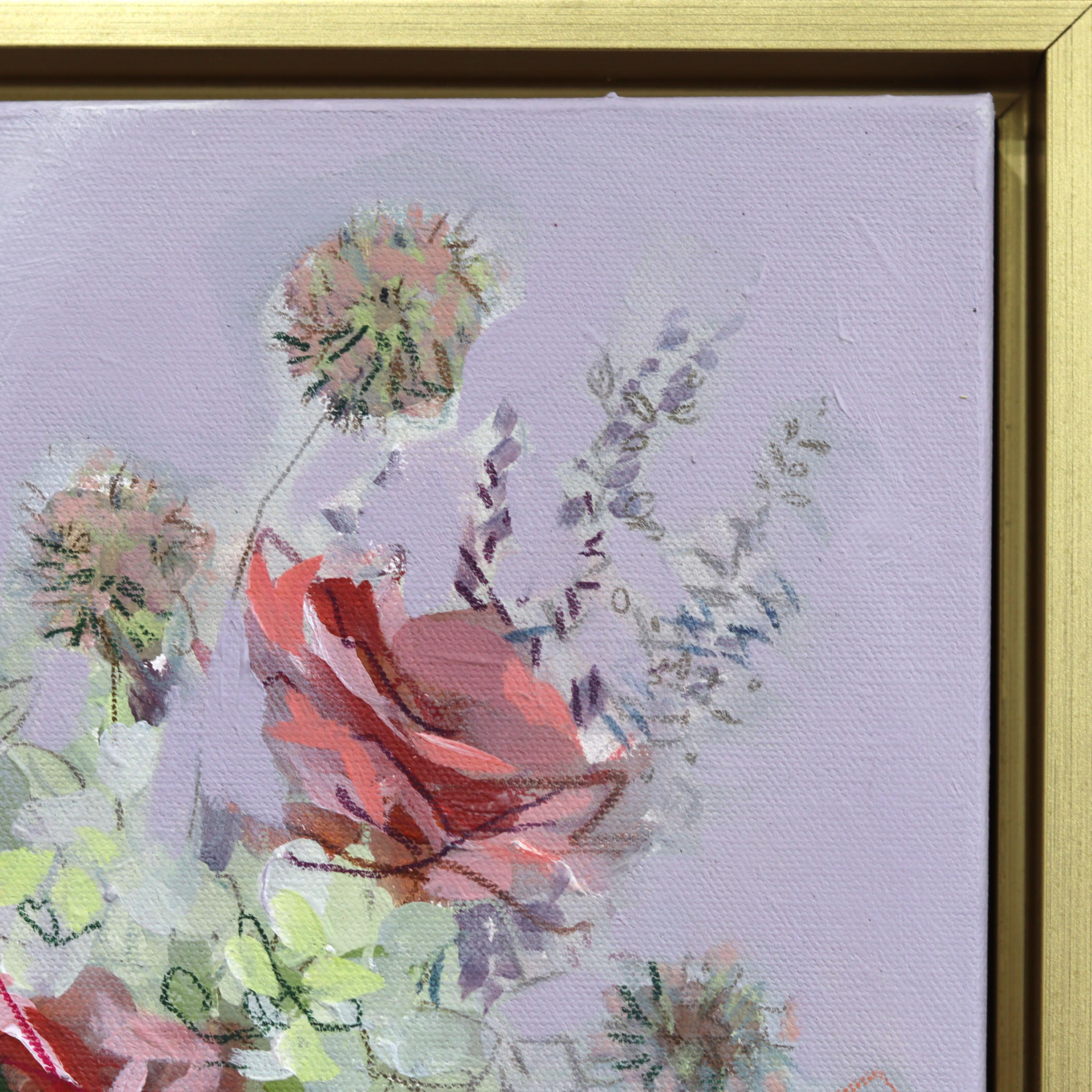 Sweet Oranges - Framed Abstract Expressive Botanical Floral Still Life Painting in vendita 5