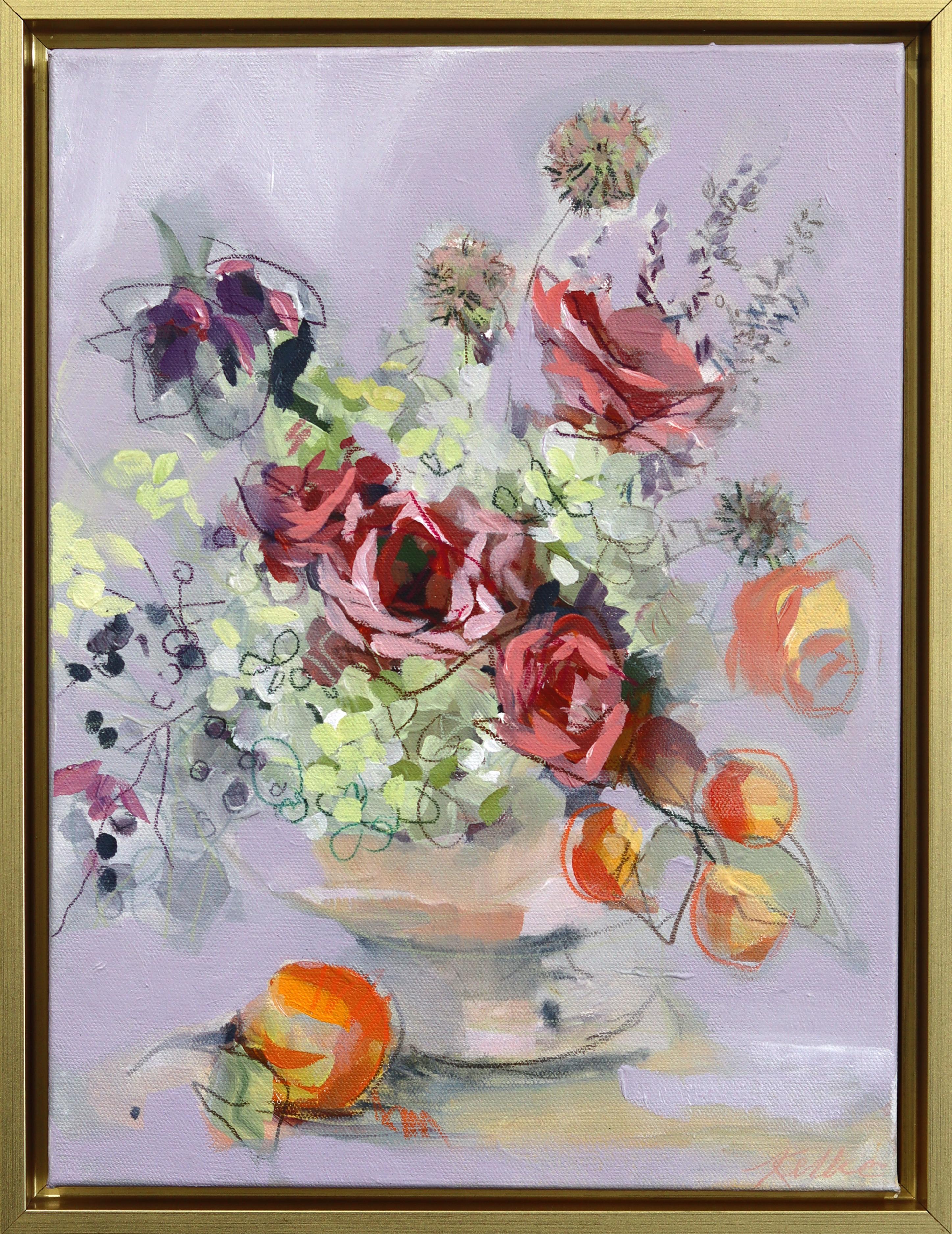 Sweet Oranges - Framed Abstract Expressive Botanical Floral Still Life Painting