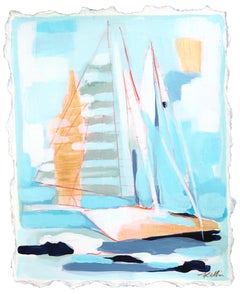 Take Me Home Wind - Peinture abstraite et expressive de nature morte de voilier sur papier