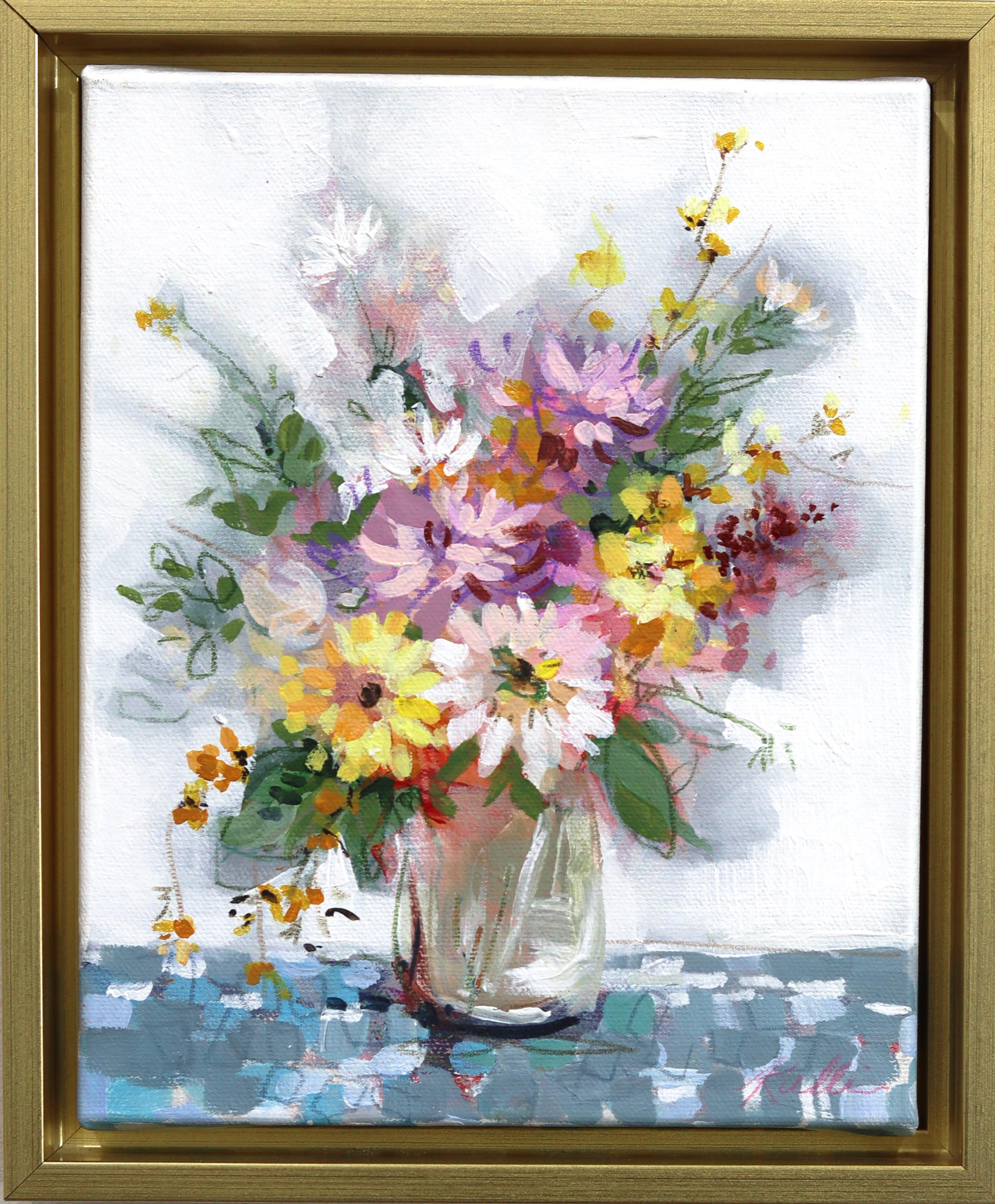 That One Nappe Vintage - Nature morte florale abstraite Mixed Media Artwork