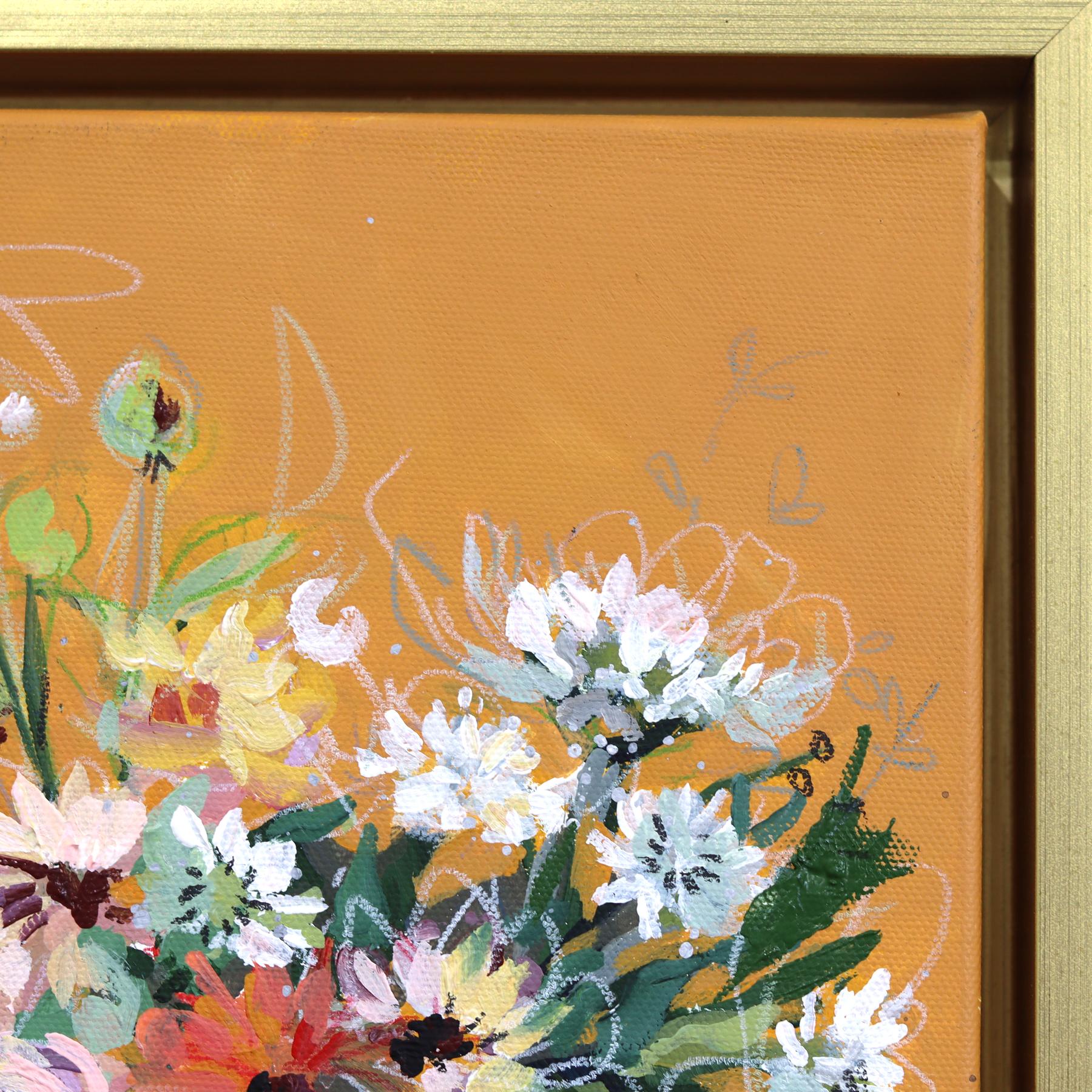 Tomato Wedge - Abstrakte Farbe getränkt floralen Stillleben Mixed Media Kunstwerk im Angebot 2