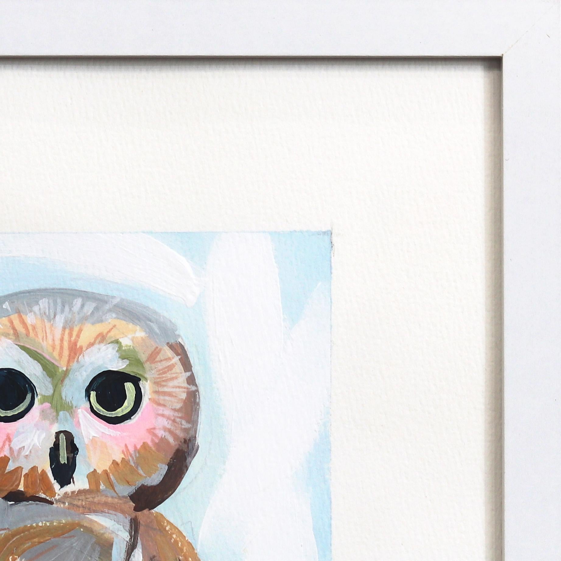Tootsie Pop - Pintura Abstracta Búho sobre Papel Enmarcada en venta 5