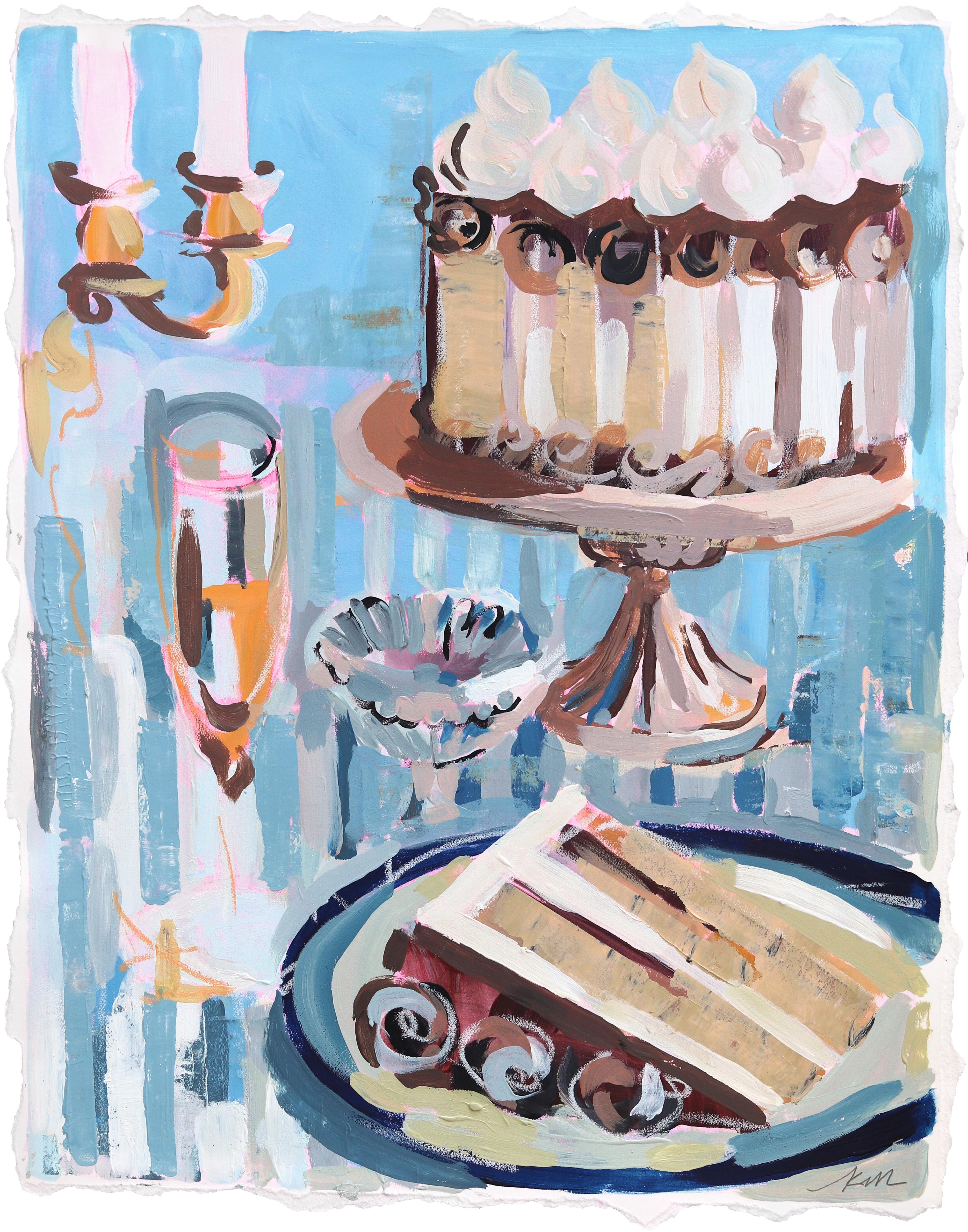 Still-Life Painting di Kellie Newsome - Triplo cioccolato - Natura morta colorata di un dessert dipinta su carta