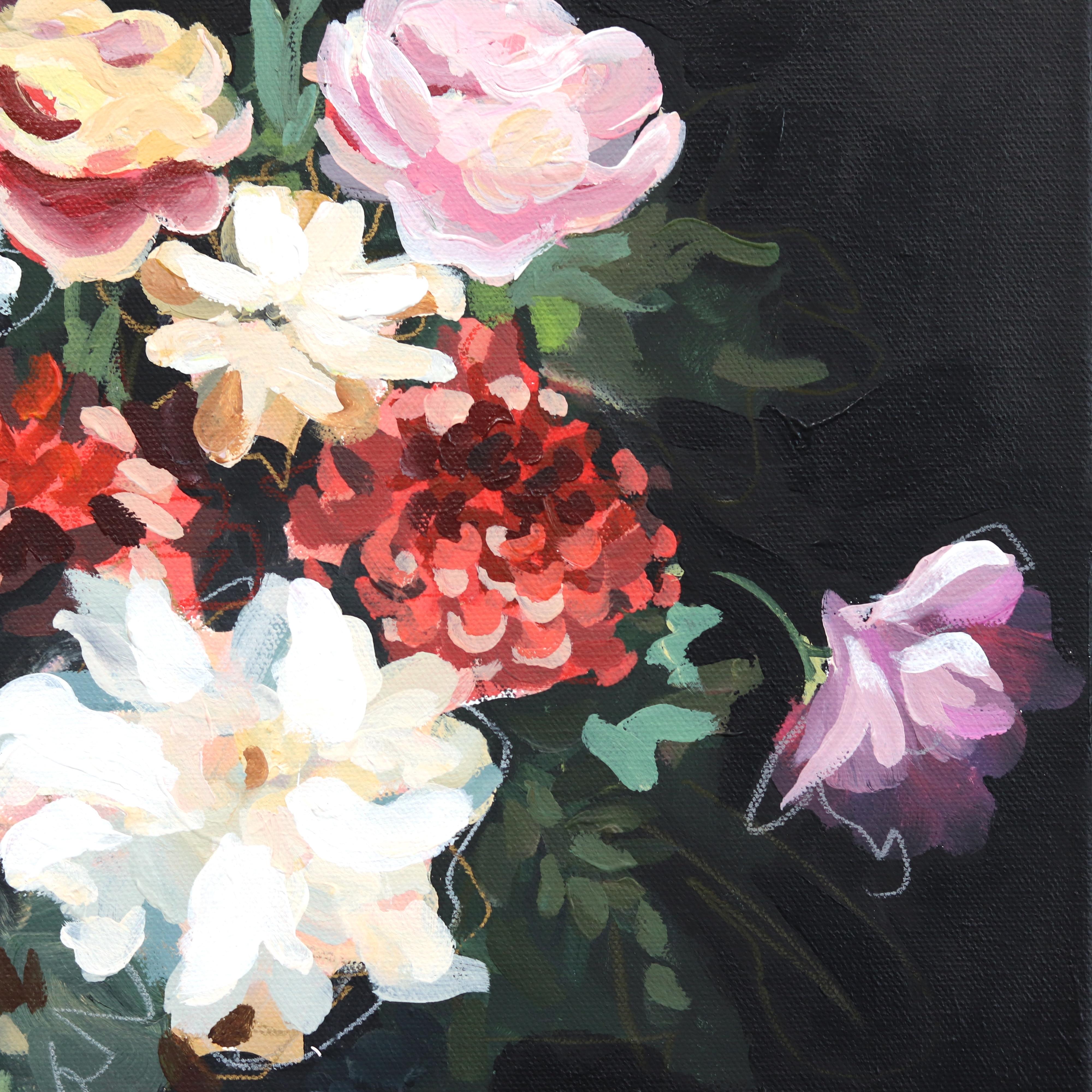 Pétales d'Umbrella - Nature morte florale Peinture impressionniste contemporaine en vente 6