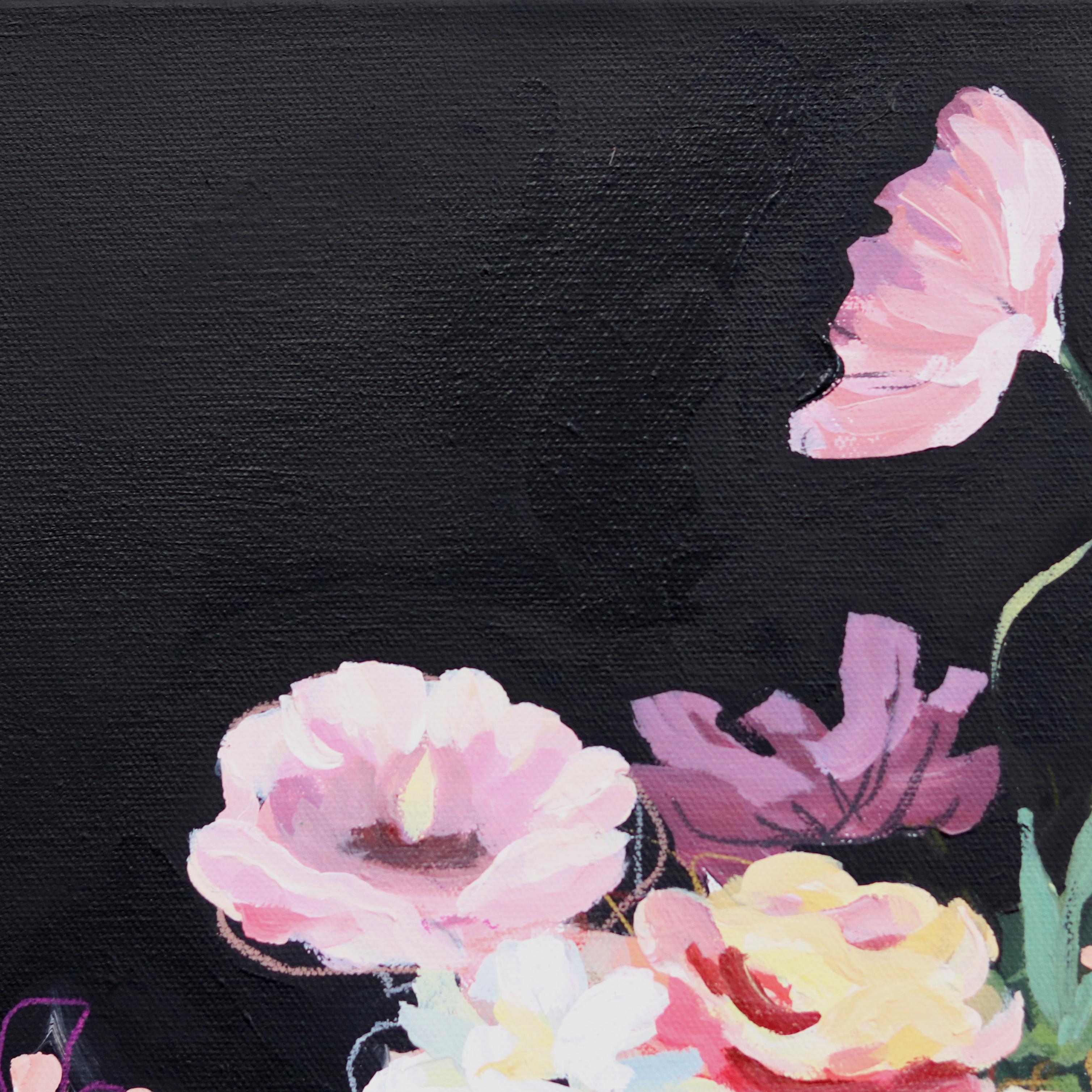 Pétales d'Umbrella - Nature morte florale Peinture impressionniste contemporaine - Contemporain Painting par Kellie Newsome