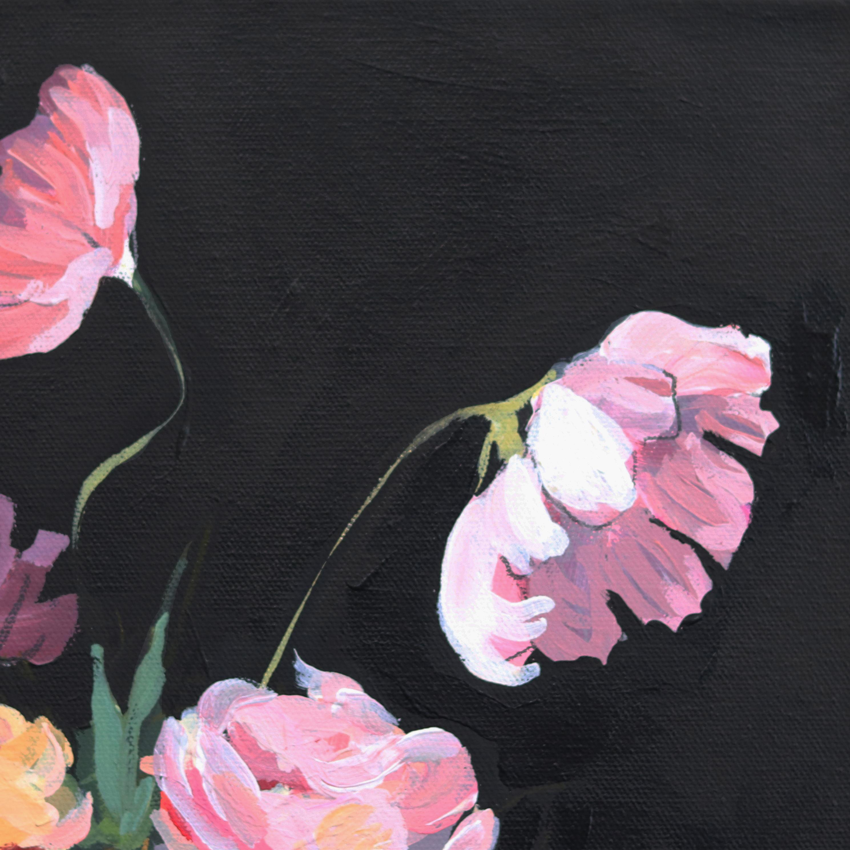 Umbrella Petals - Blumenstillleben Contemporary Impressionist Painting im Angebot 3