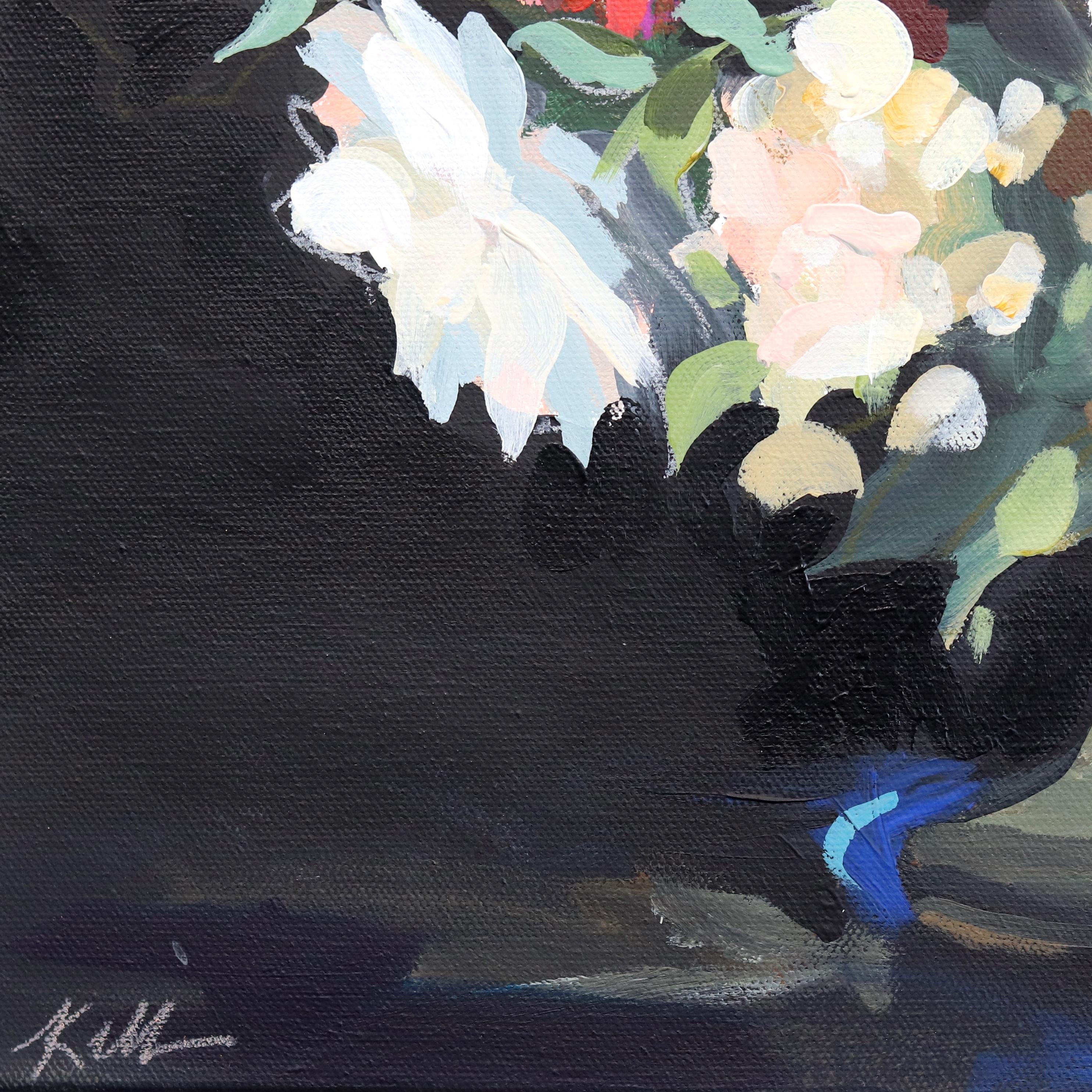 Pétales d'Umbrella - Nature morte florale Peinture impressionniste contemporaine en vente 3