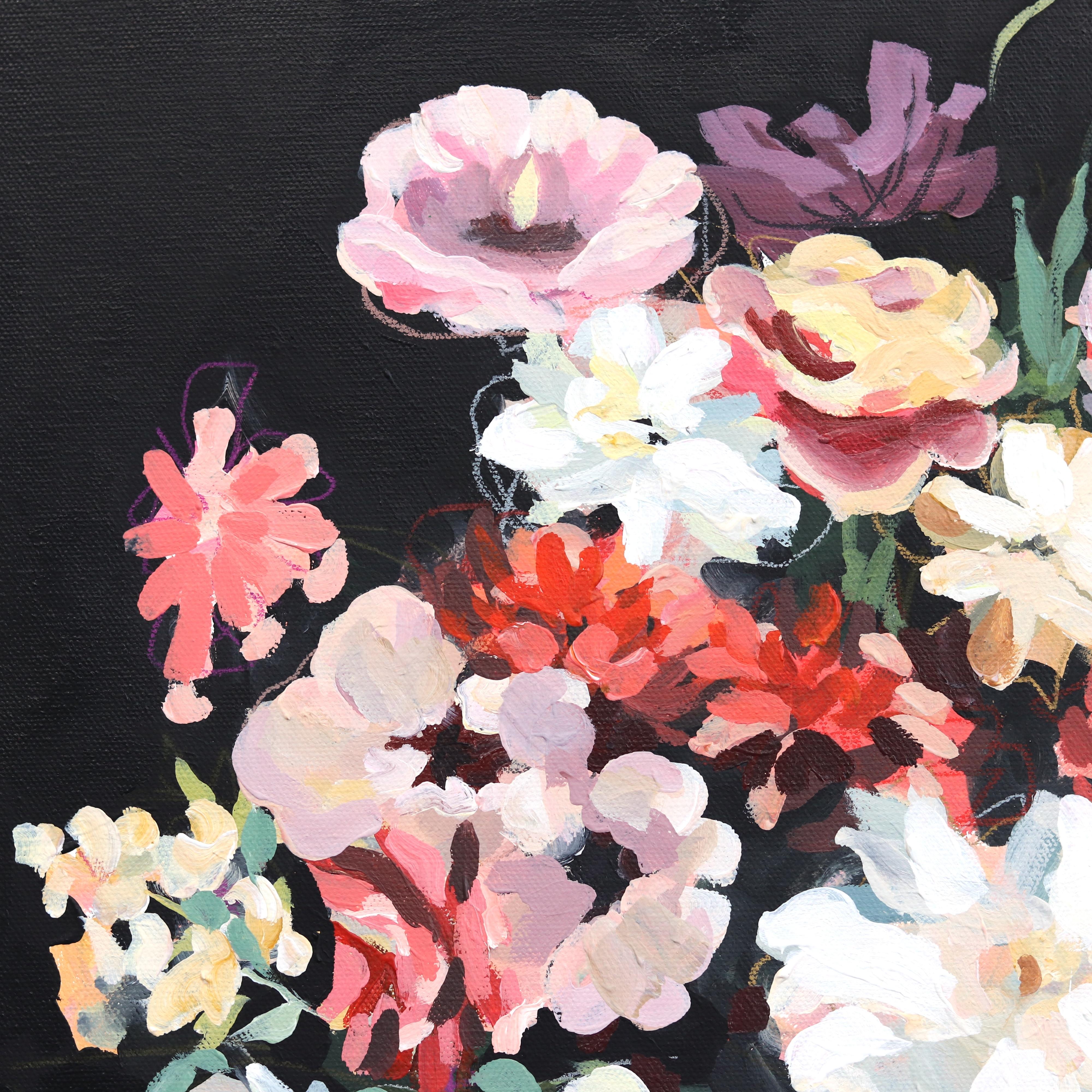 Pétales d'Umbrella - Nature morte florale Peinture impressionniste contemporaine en vente 4