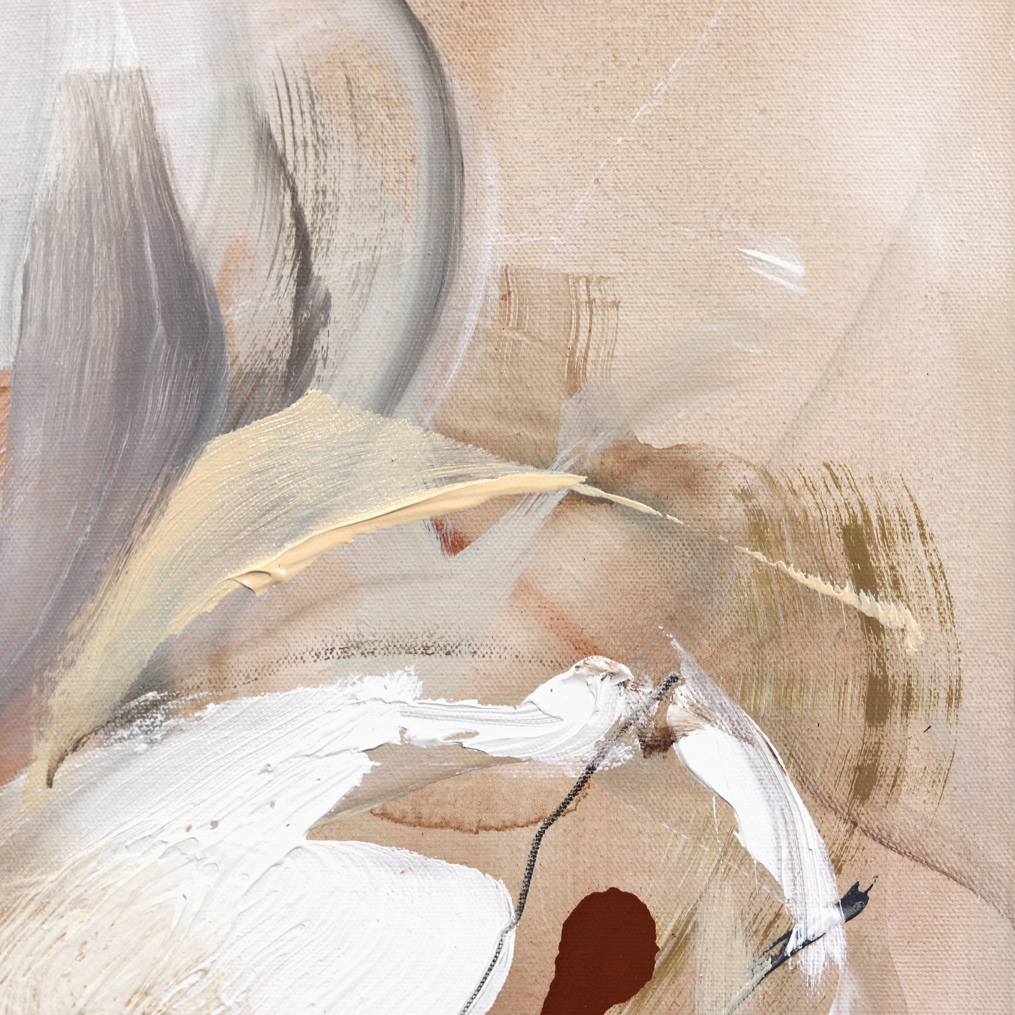 Unbraiding In The Sun - Espressionista astratto Neutro Beige Floreale in vendita 1