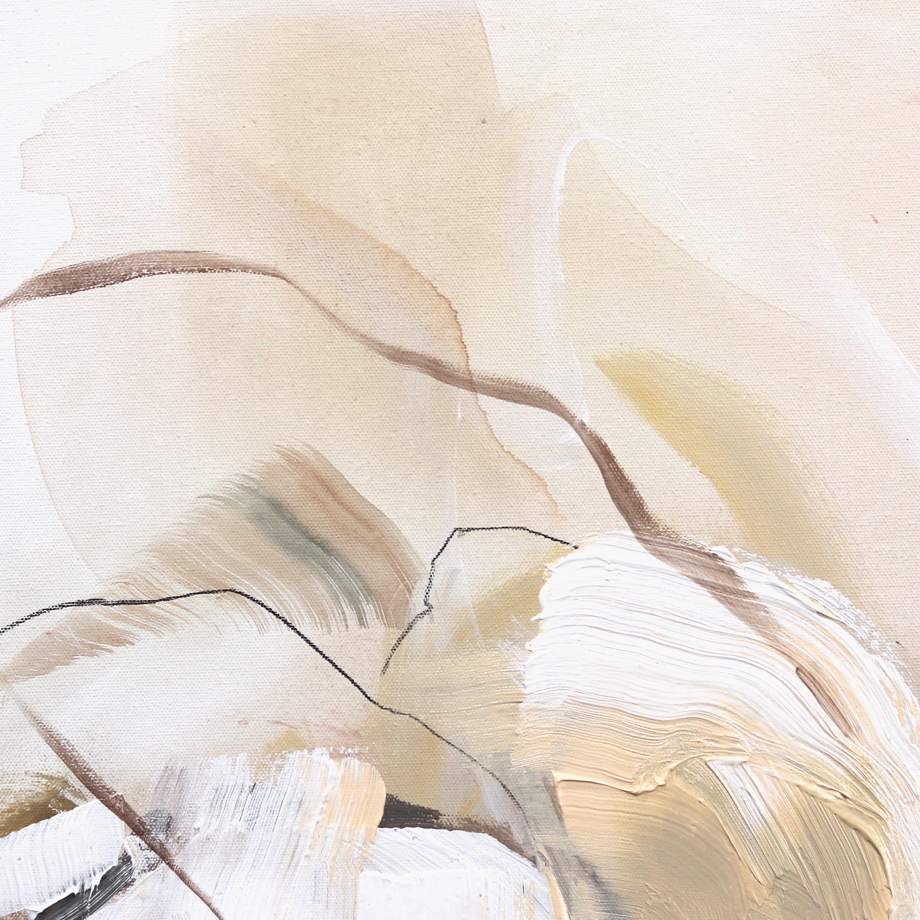Unbraiding In The Sun - Espressionista astratto Neutro Beige Floreale in vendita 4