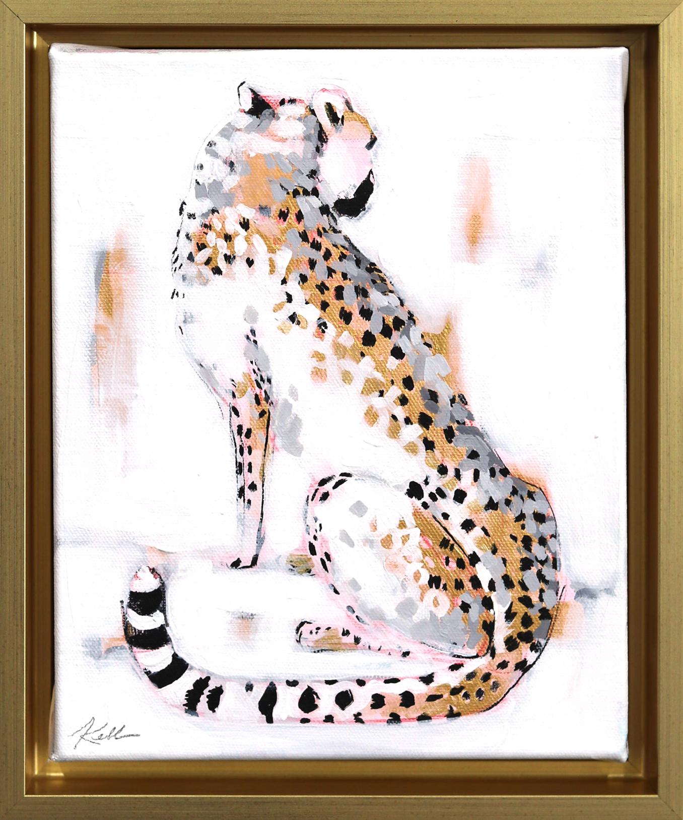 Kellie Newsome Animal Painting – Watching The Wild (rechts)  Original gerahmtes Wildtiergemälde auf Leinwand