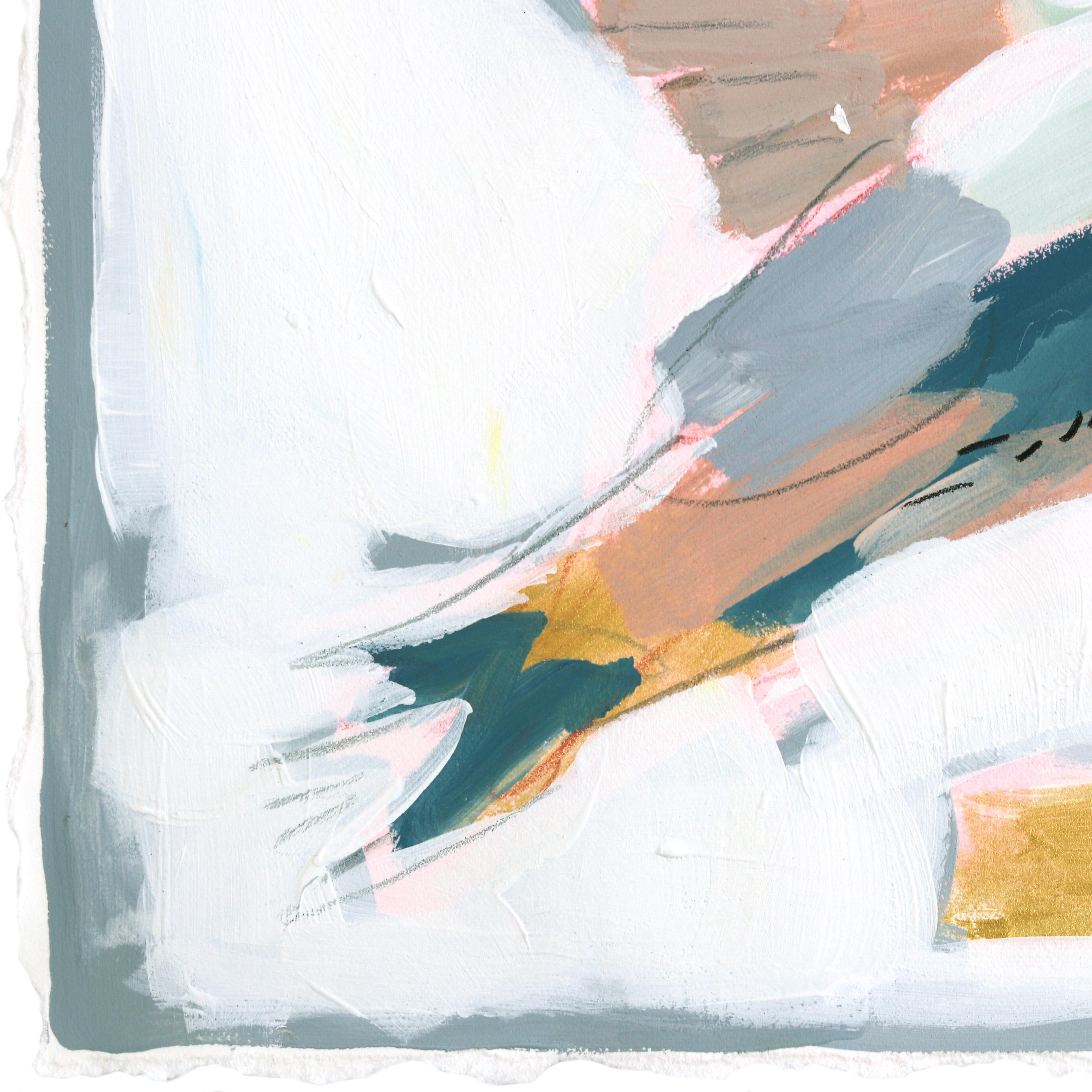 El viento en mi pelo - Pintura abstracta de pájaros sobre papel - Painting de Kellie Newsome
