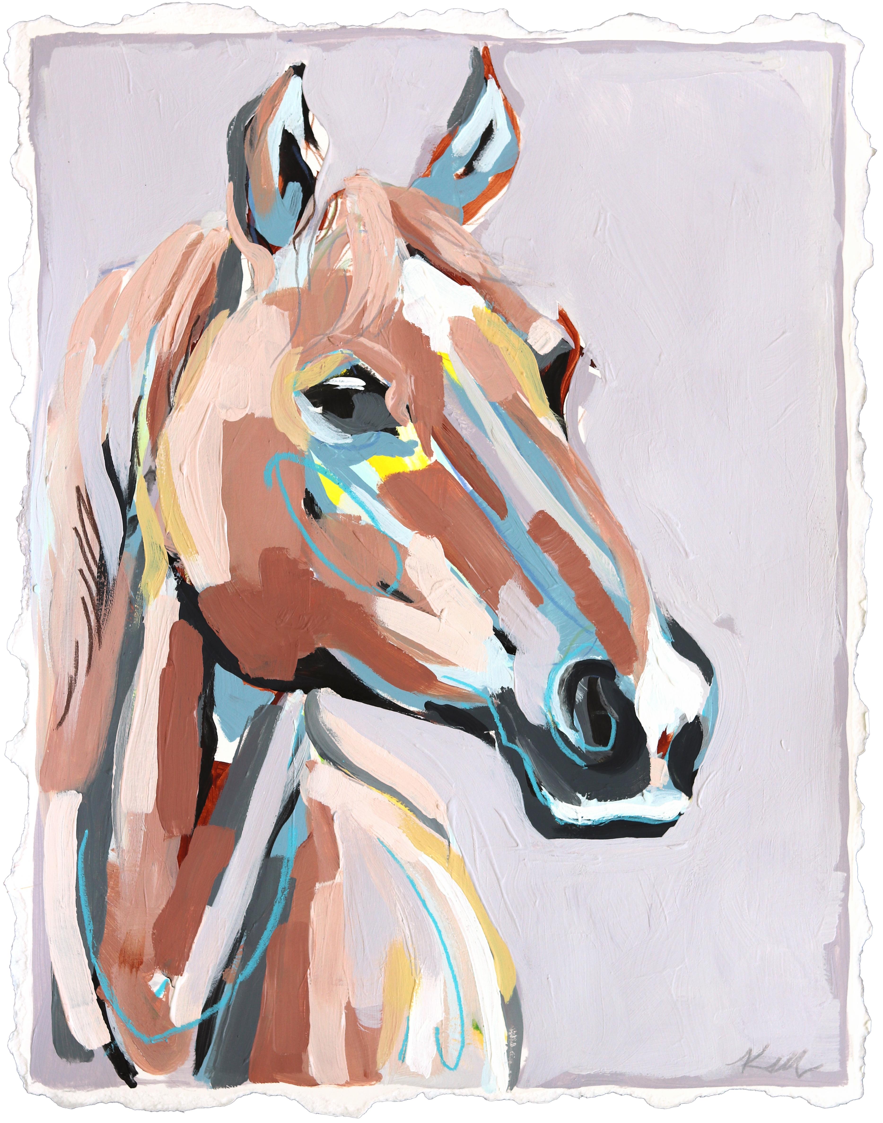 Ye Old Horse - Original Abstraktes Ausdrucksstarkes Tierportrait Gemischte Medien Malerei