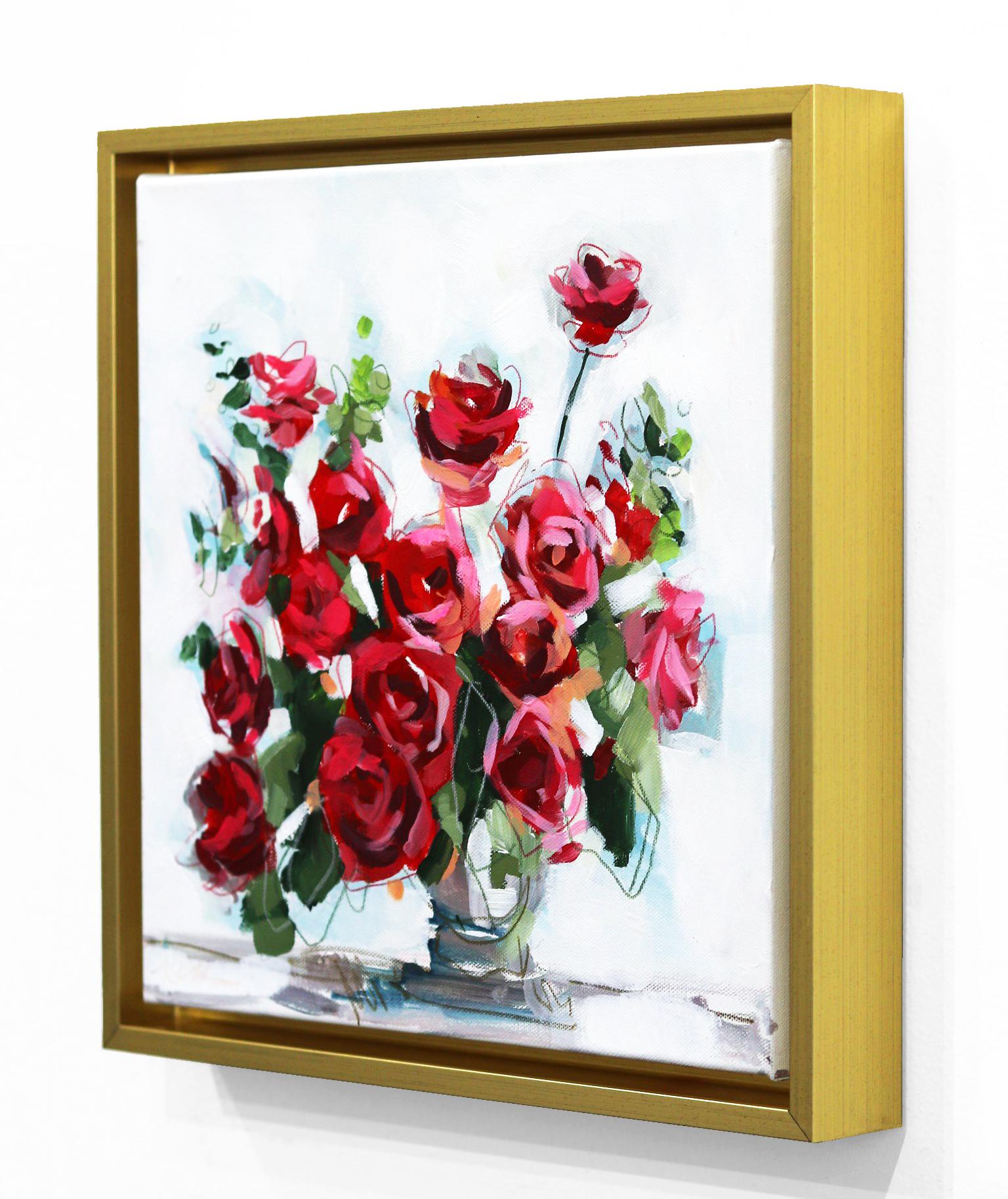 You Deserve More Than A Dozen Roses  - Original Framed Floral Painting on Canvas For Sale 2