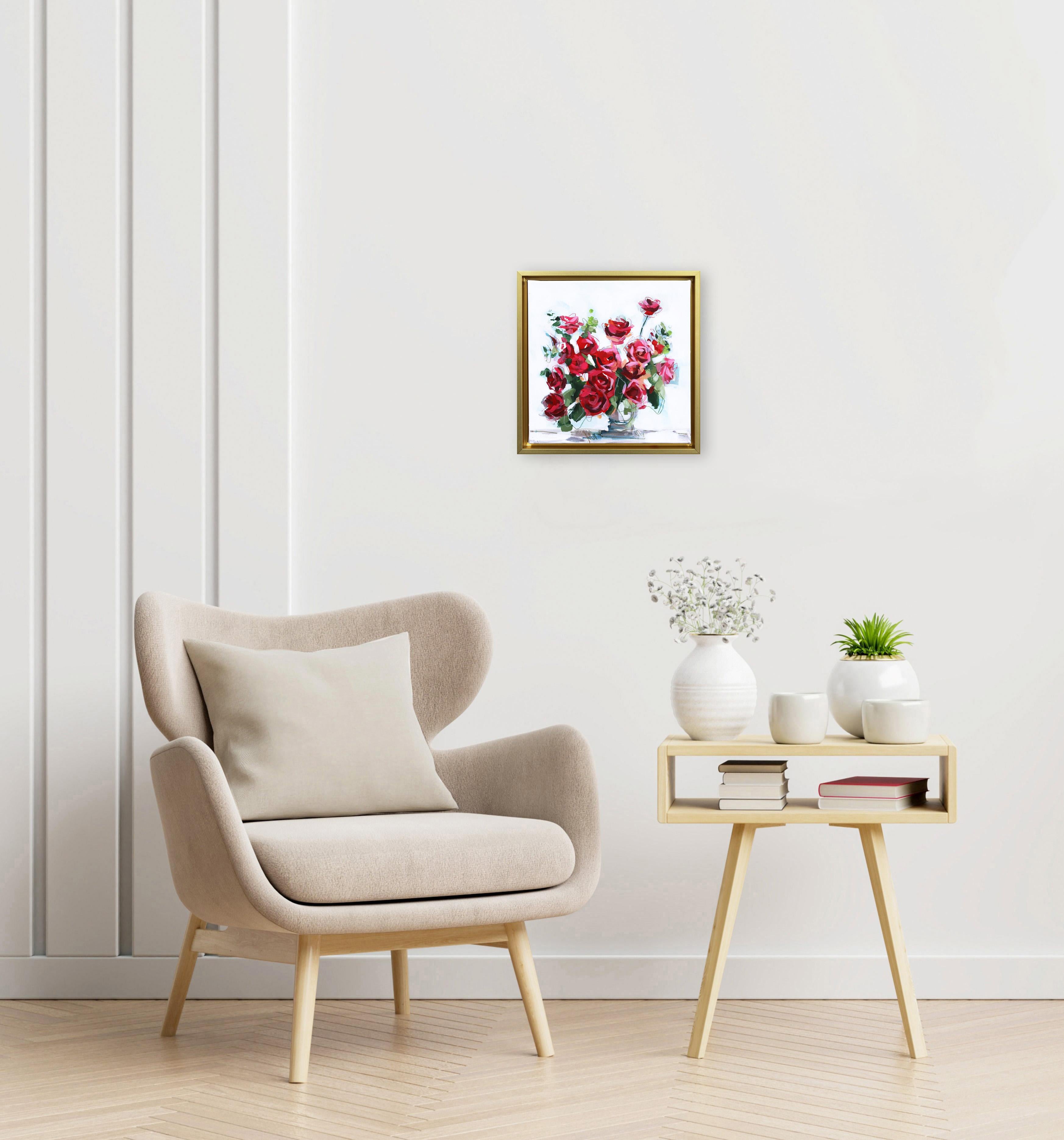 You Deserve More Than A Dozen Roses  - Original Framed Floral Painting on Canvas For Sale 4
