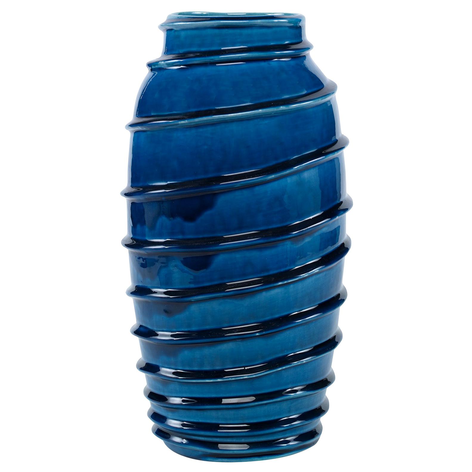 Kellie Vase in Dark Blue Ceramic by CuratedKravet For Sale at 1stDibs