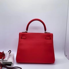 Kelly 25 Rouge Tomate Red Swift Leather PHW Y Stamp 2020