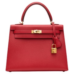 Kelly 25 Sellier Rouge Casaque Epsom GHW