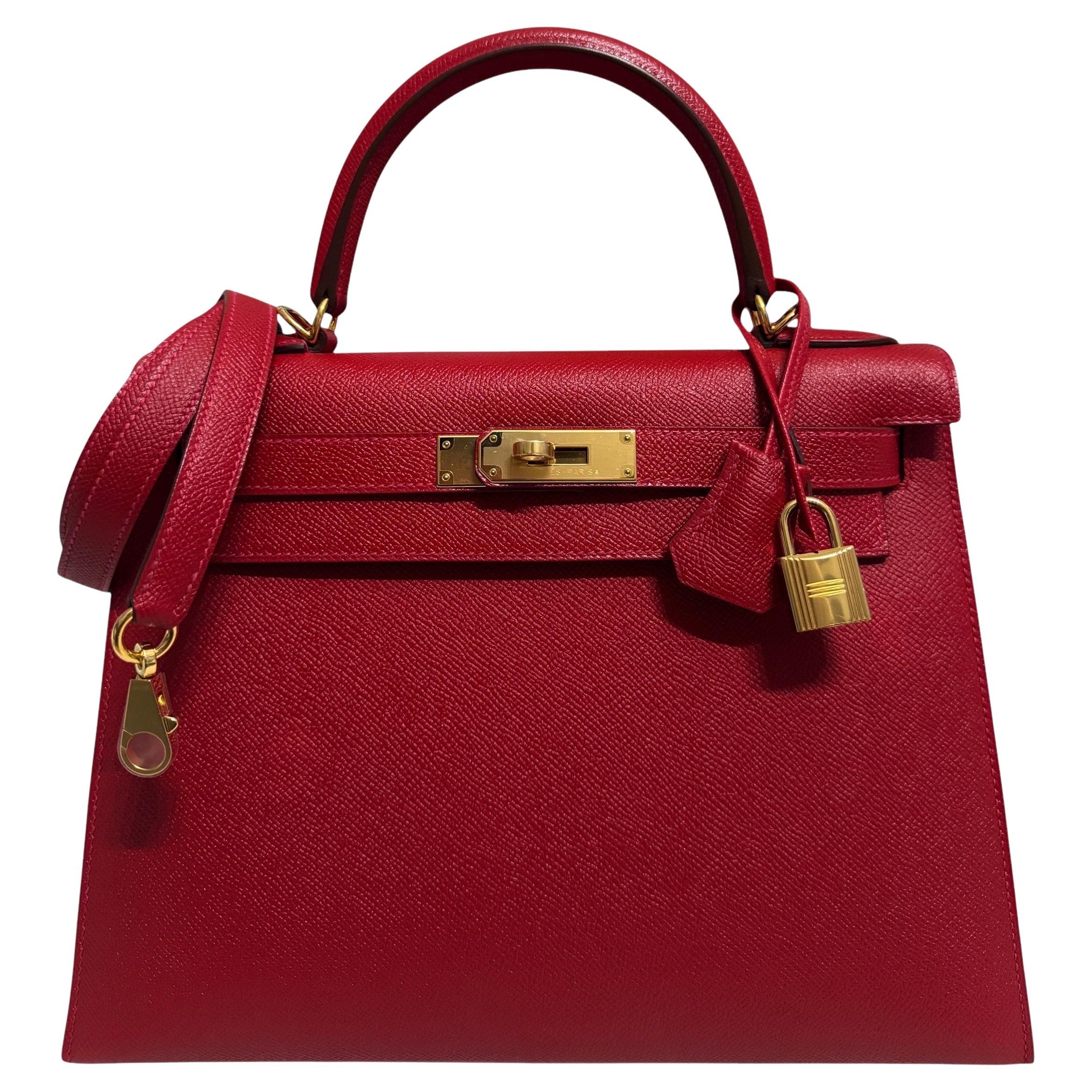 Kelly 28 rouge casaque gold hardware