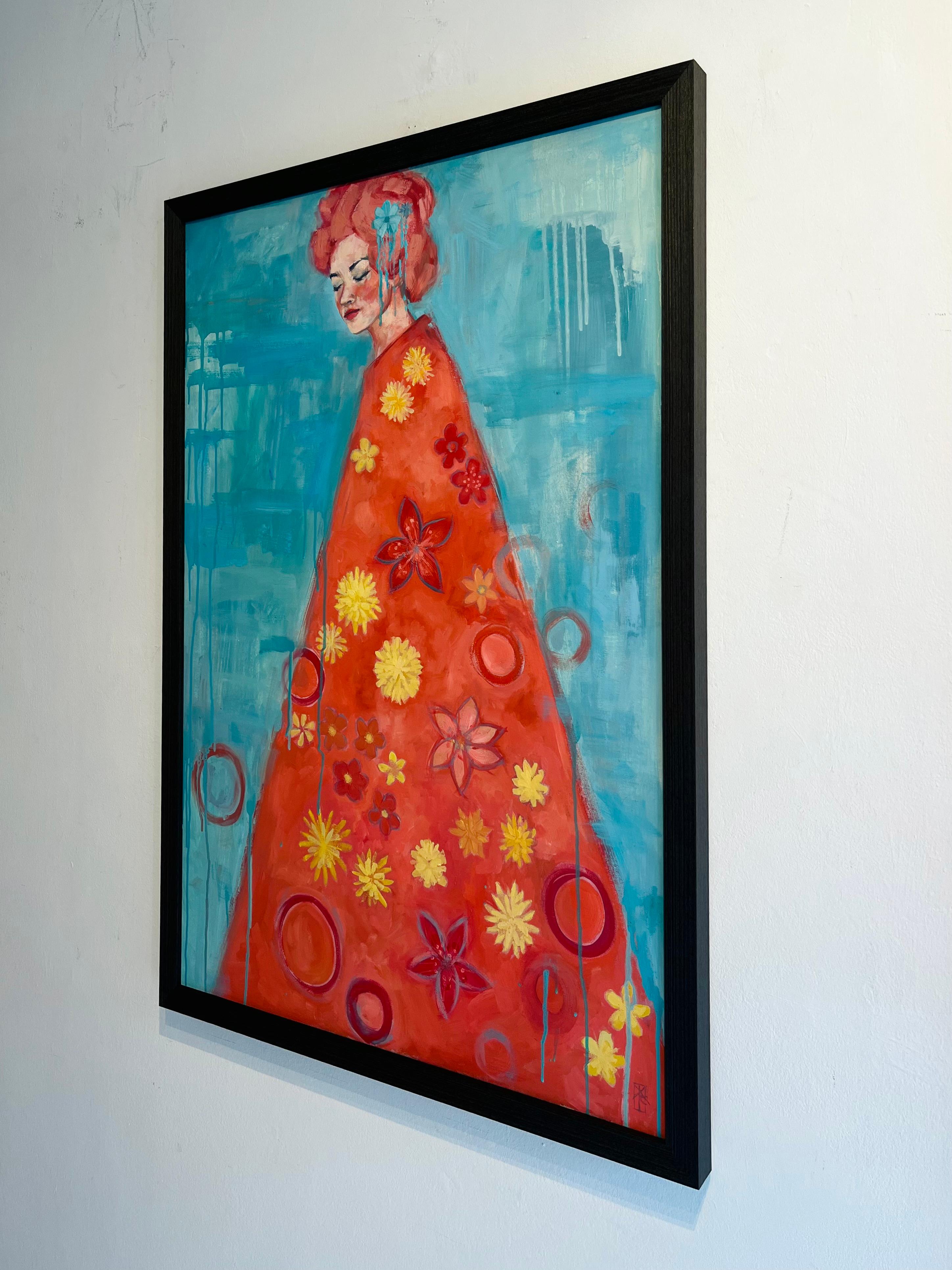 Korallenschleier-origineller Impressionismus-weibliche figurative Malerei-zeitgenössische Kunst – Painting von Kelly-Anne Cairns
