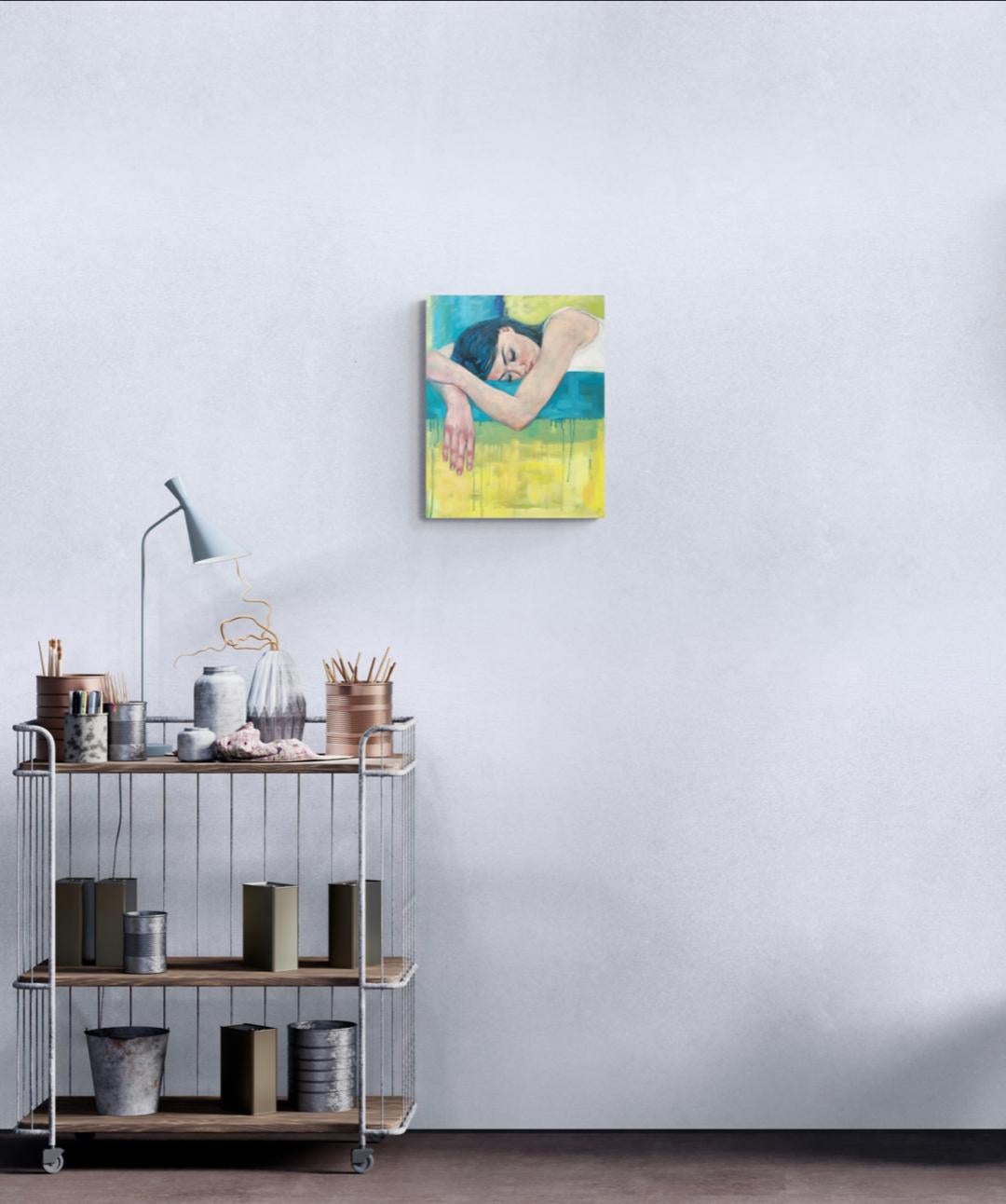 Goldener Schlummer-originales impressionistisches figuratives Ölgemälde-zeitgenössische Kunst – Painting von Kelly-Anne Cairns