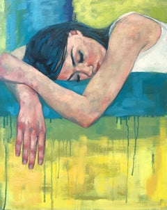 Golden Slumber - pittura ad olio figurativa originale dell'impressionismo - arte contemporanea