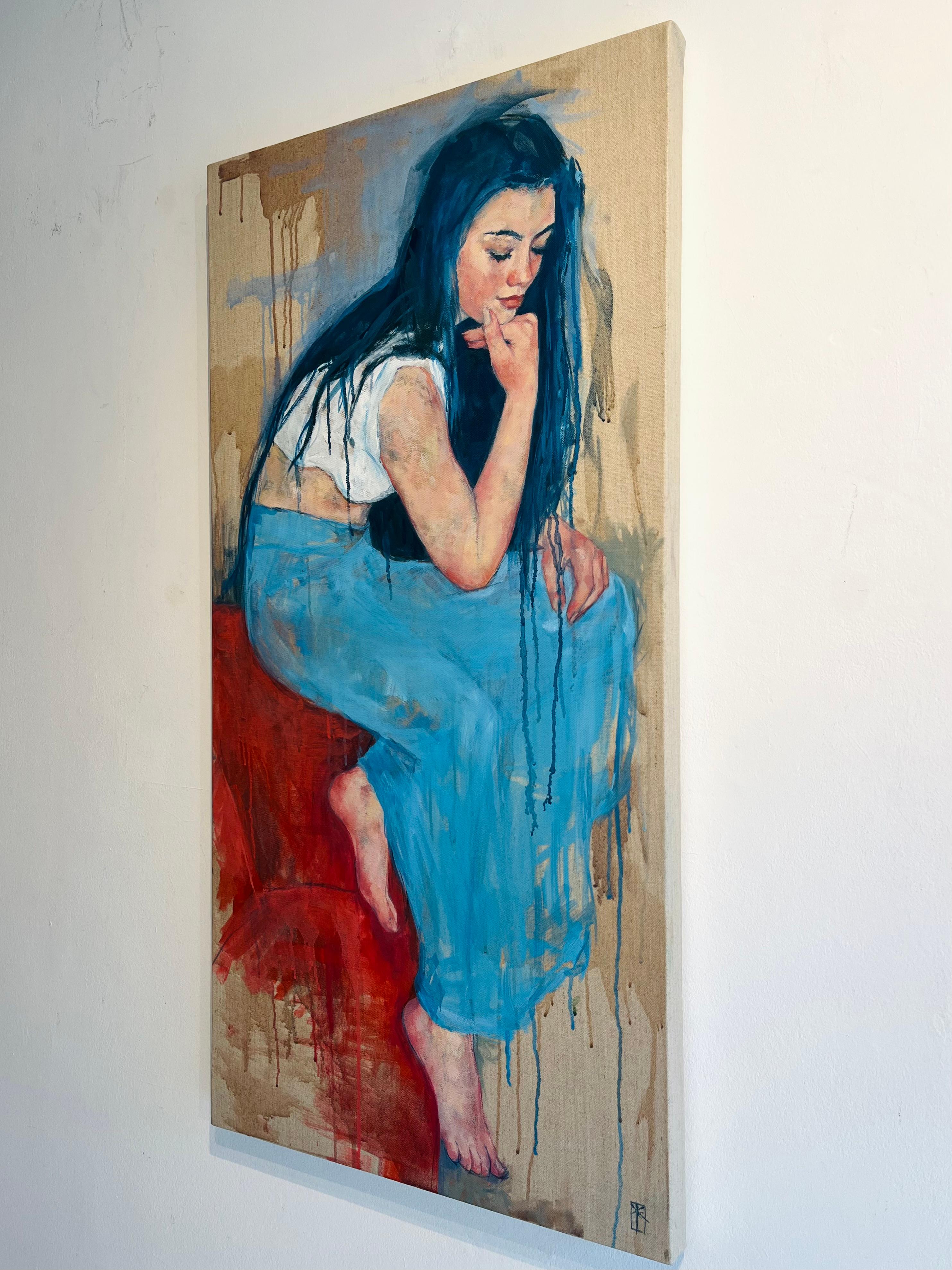 Poesie -Originalimpressionismus figurative weibliche Ölmalerei-zeitgenössische Kunst (Realismus), Painting, von Kelly-Anne Cairns