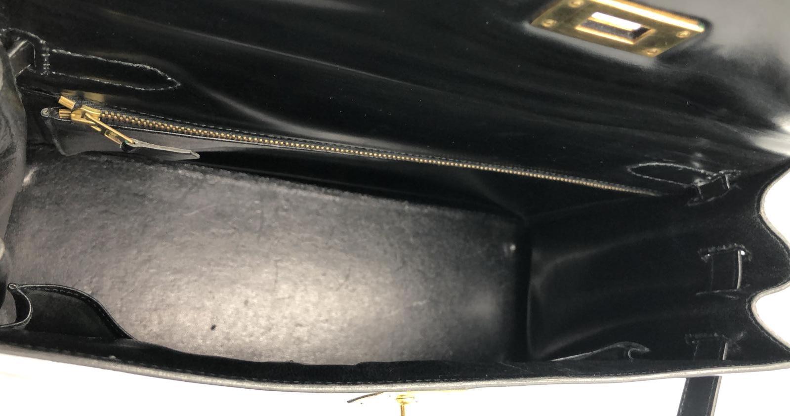 Kelly Bag 32 Black Box leather Bag  2