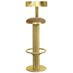 Kelly Bar Chair in Brass with Tan Seat