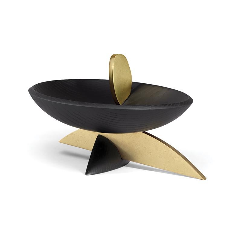 Contemporary Kelly Behun Leaf Oval Bowl on Stand For Sale