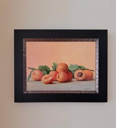 "Apricot Abundance" - Realist Apricots with Branch and Leaves Painting