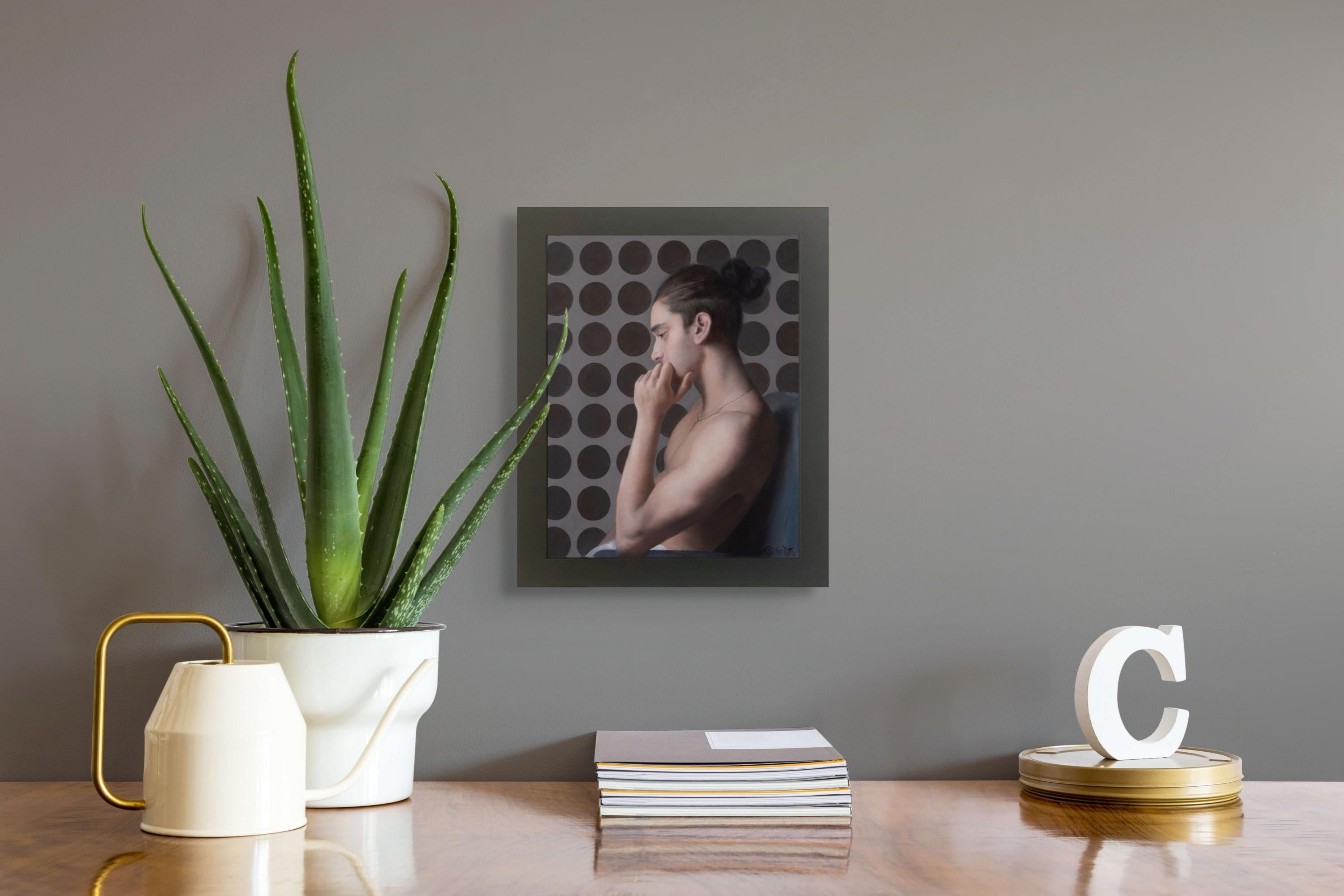 „Decisions“, Original-Ölgemälde von Kelly Birkenruth, „Der junge Mann“, Original im Angebot 1