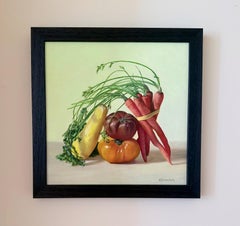 "Harvest Hues" - Realist Vegetable Still Life with Carrots Painting