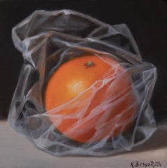 "Orange Wrapped in Plastic II" Oil Painting by Kelly Birkenruth