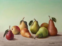 "Pear Palette" - Realist Pears Still Life Painting