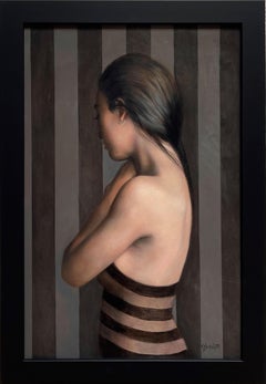 "Shying Away", Original Oil painting by Kelly Birkenruth of Young Woman