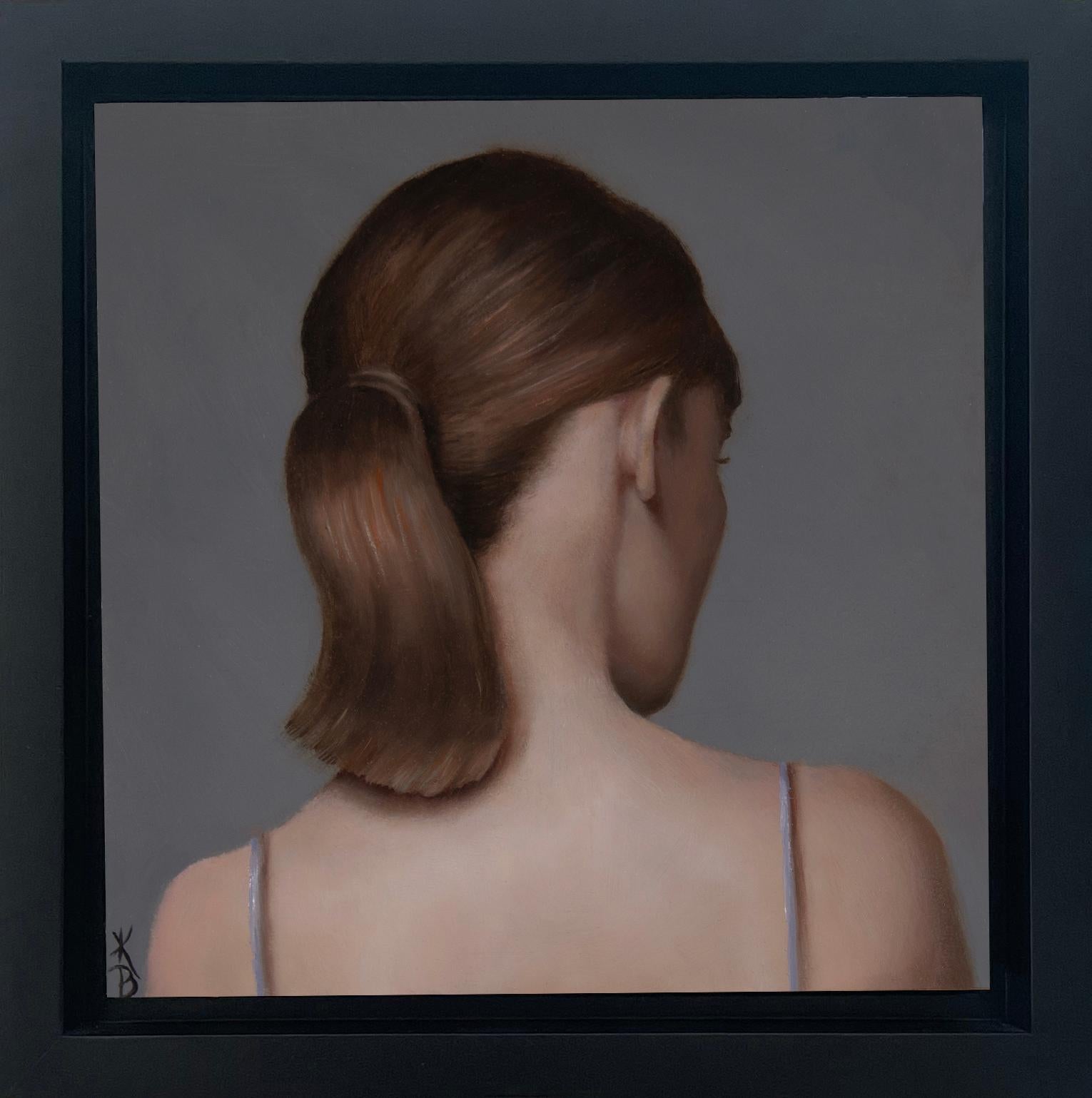« Superbe queue de poney », peinture à l'huile originale de Kelly Birkenruth représentant une jeune fille en vente 3
