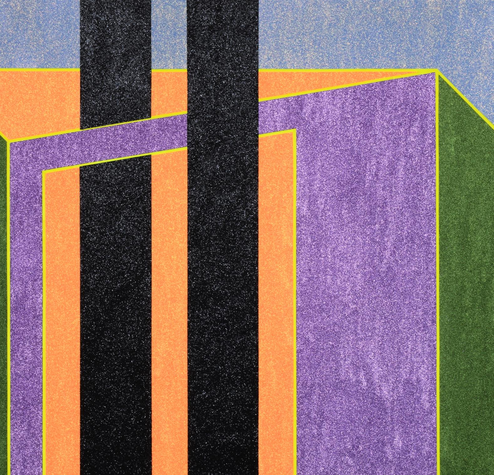 Fabriquer le bon temps sur La Cienega - Violet Abstract Painting par Kelly Brumfield-Woods